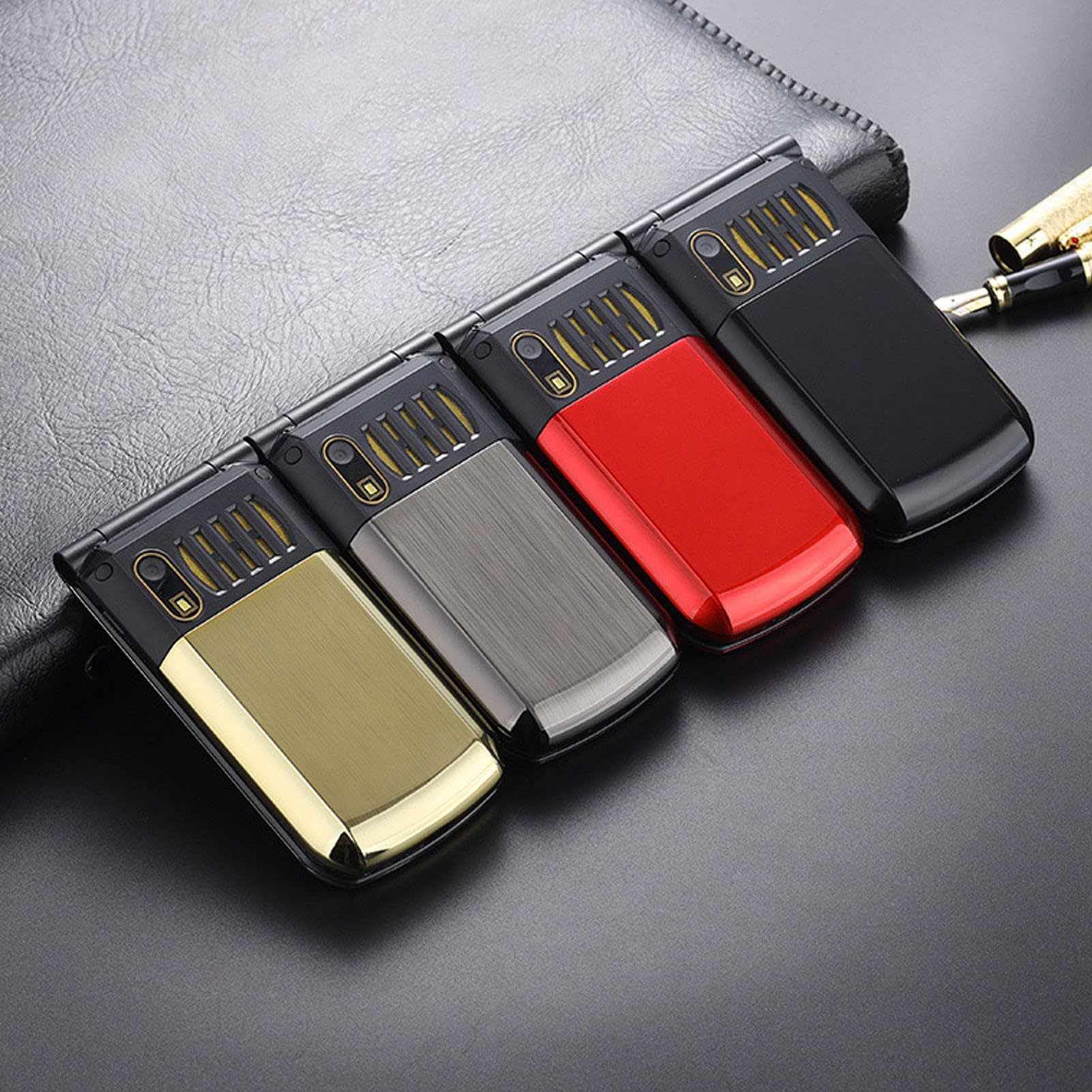 Fockety Telefon Z Klapką 4G DLA SeniorOw, Telefon KomórKowy Z Klapką Z Dużym Przyciskiem, KomórKowy Z DWIMAMA KARTAMI SIM DLA OSÓB STARSYCHCH Z PODWOJNYM EKRANEM, (GOLD)
