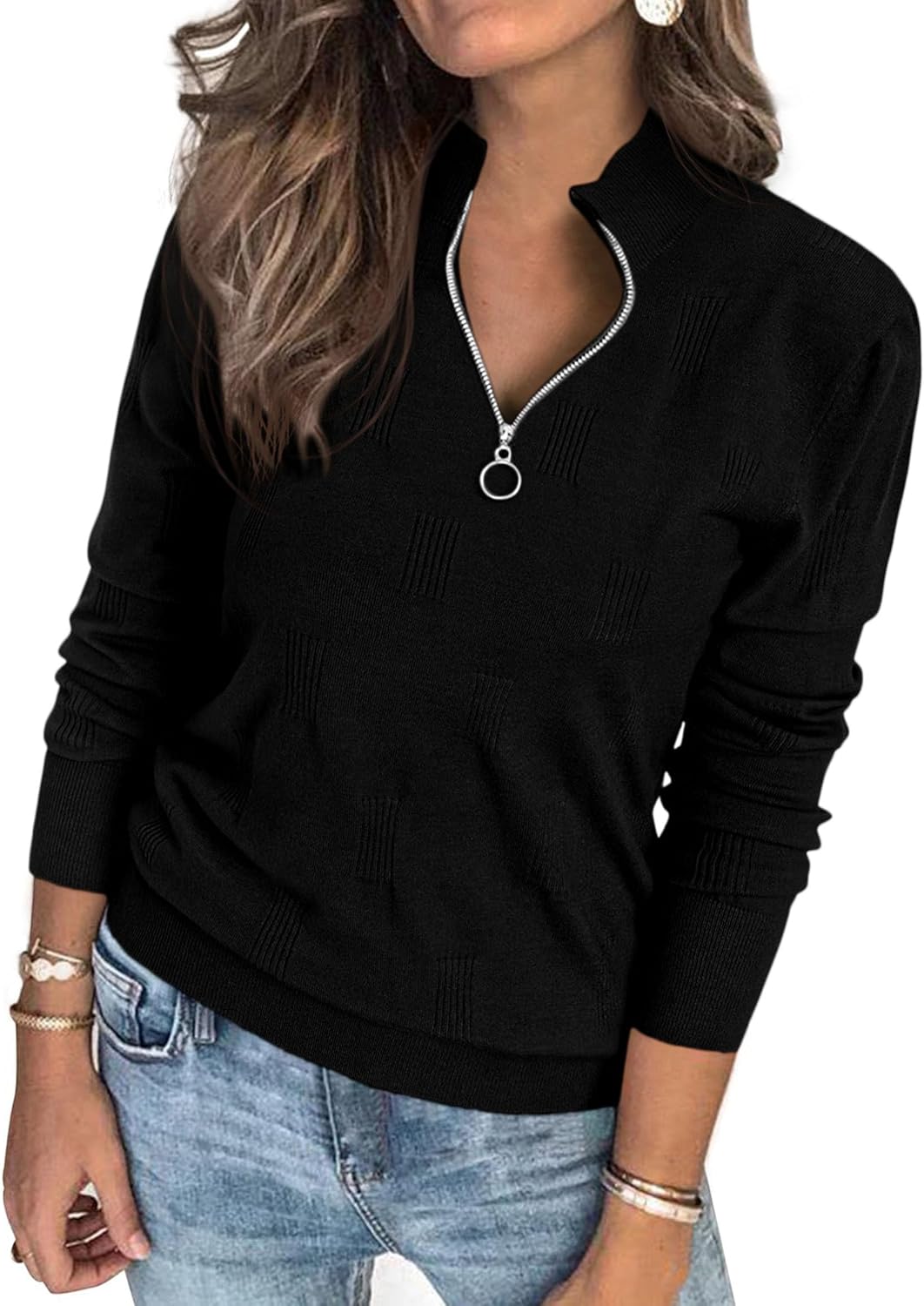 PRETTYGARDEN Womens Sweaters Quarter Zip Knit Long Sleeve Business Casual Pullover Tops 2026 Fall Fashion Work Outfits