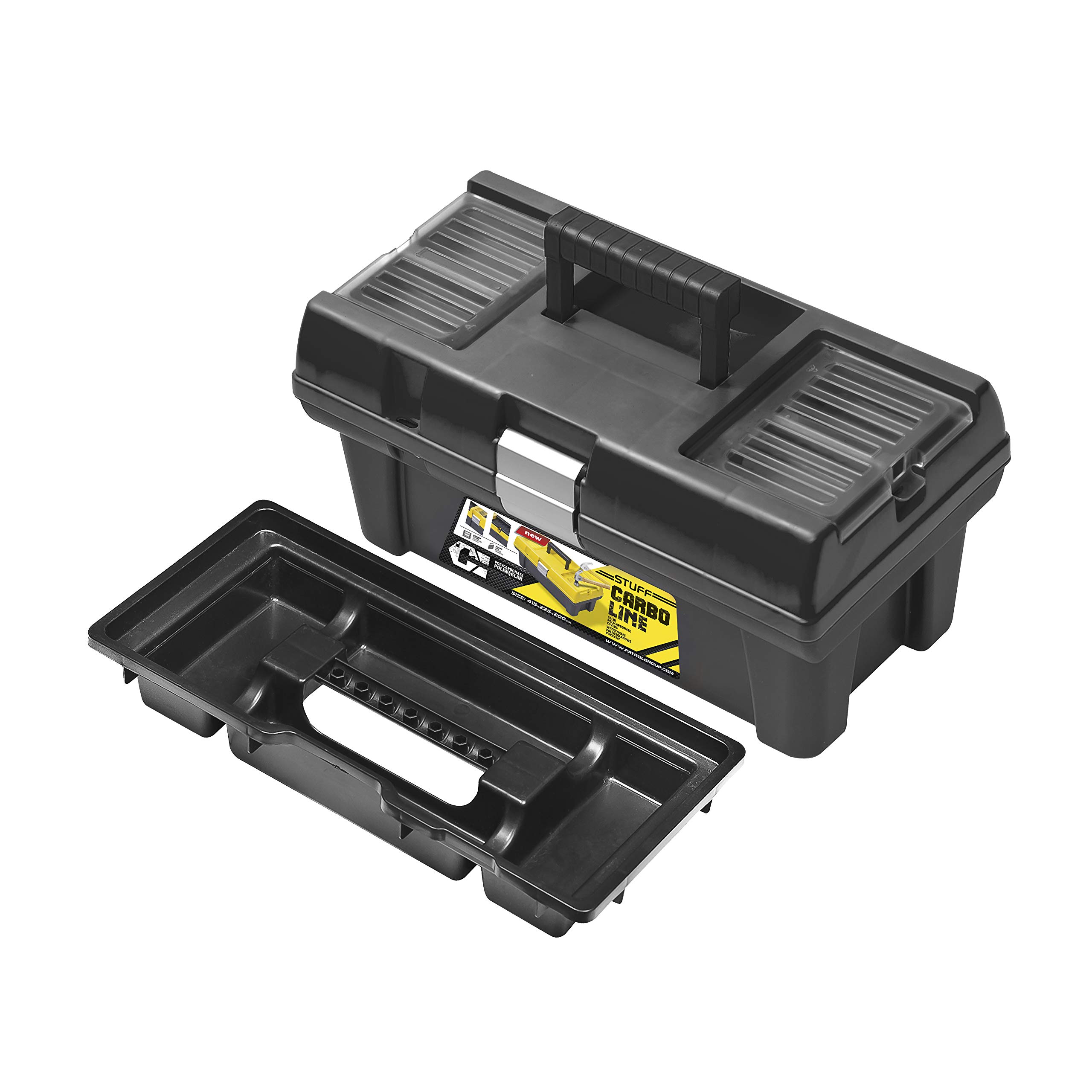 URBNLIVING SEMIPROFI Large Plastic Black Toolbox Chest Professional Lid Storage Compartment (16)