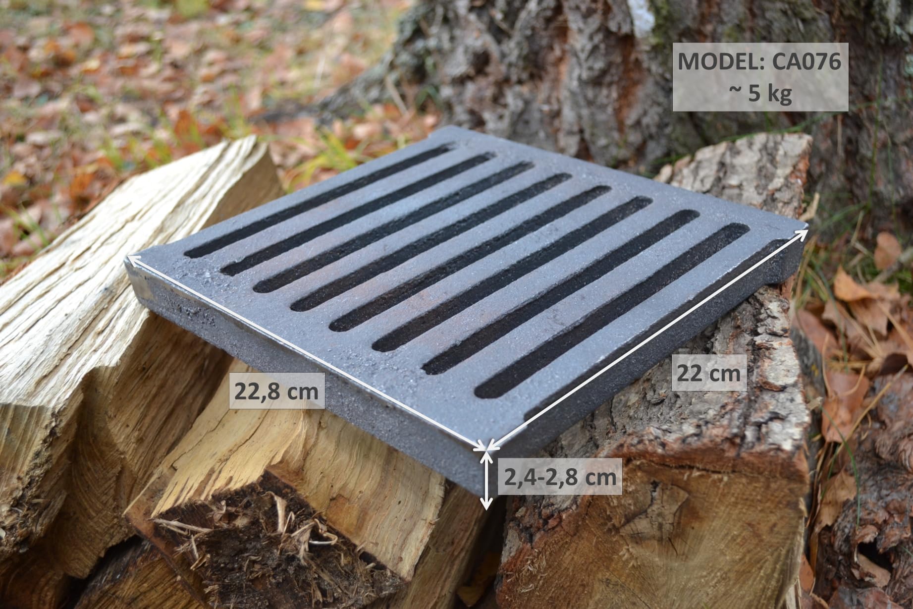 SEZAM 22 x 23 cm (22 x 22,8), robusta e massiccia, griglia per forno, griglia per ceneri in ghisa, diversi diametri, griglia per camino, griglia per stufa, griglia per forno, griglia per braciere