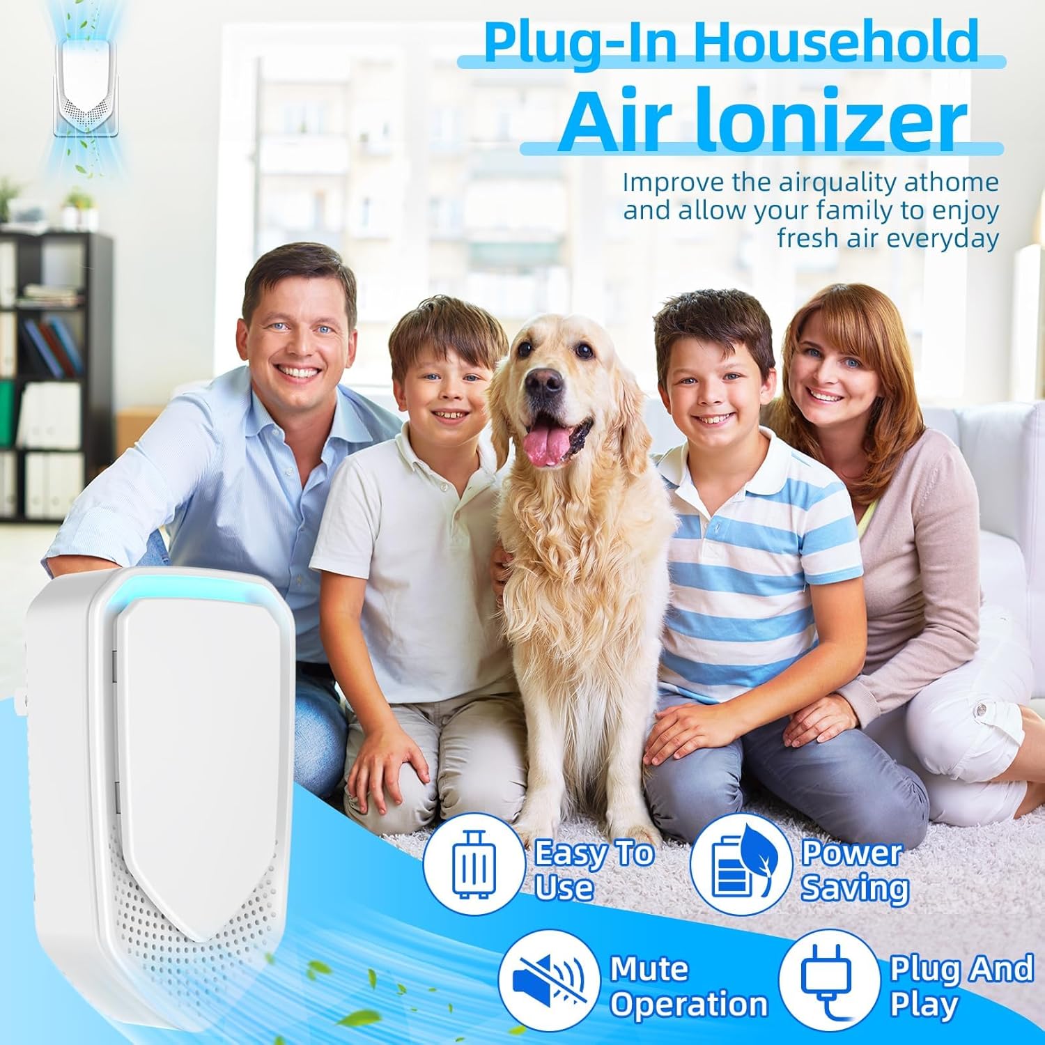 2026 Upgraded Air Ionizers for Home, 6 Pack Negative Ion Air Purifier Plug In, Whisper-Quiet Dust Mites Killer & Odor Eliminator for Bathroom, Bedroom, Kitchen, Pet Areas, Filterless