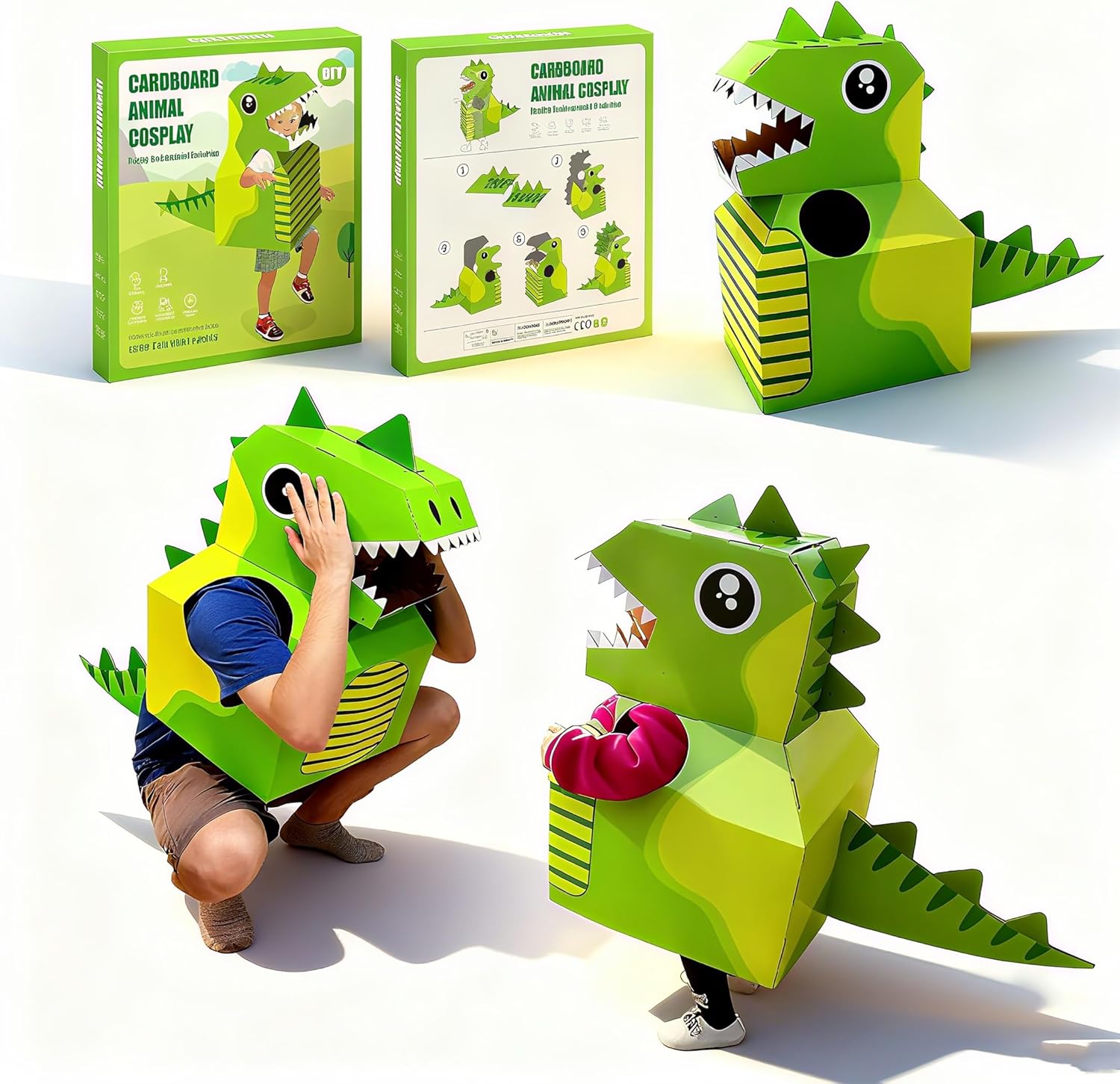 MOYEE Wearable Cardboard Toys for Kids,Dinosaur & Bulldozer,Encourages Pretend Play & Social Skills, Perfect for Dress-Up