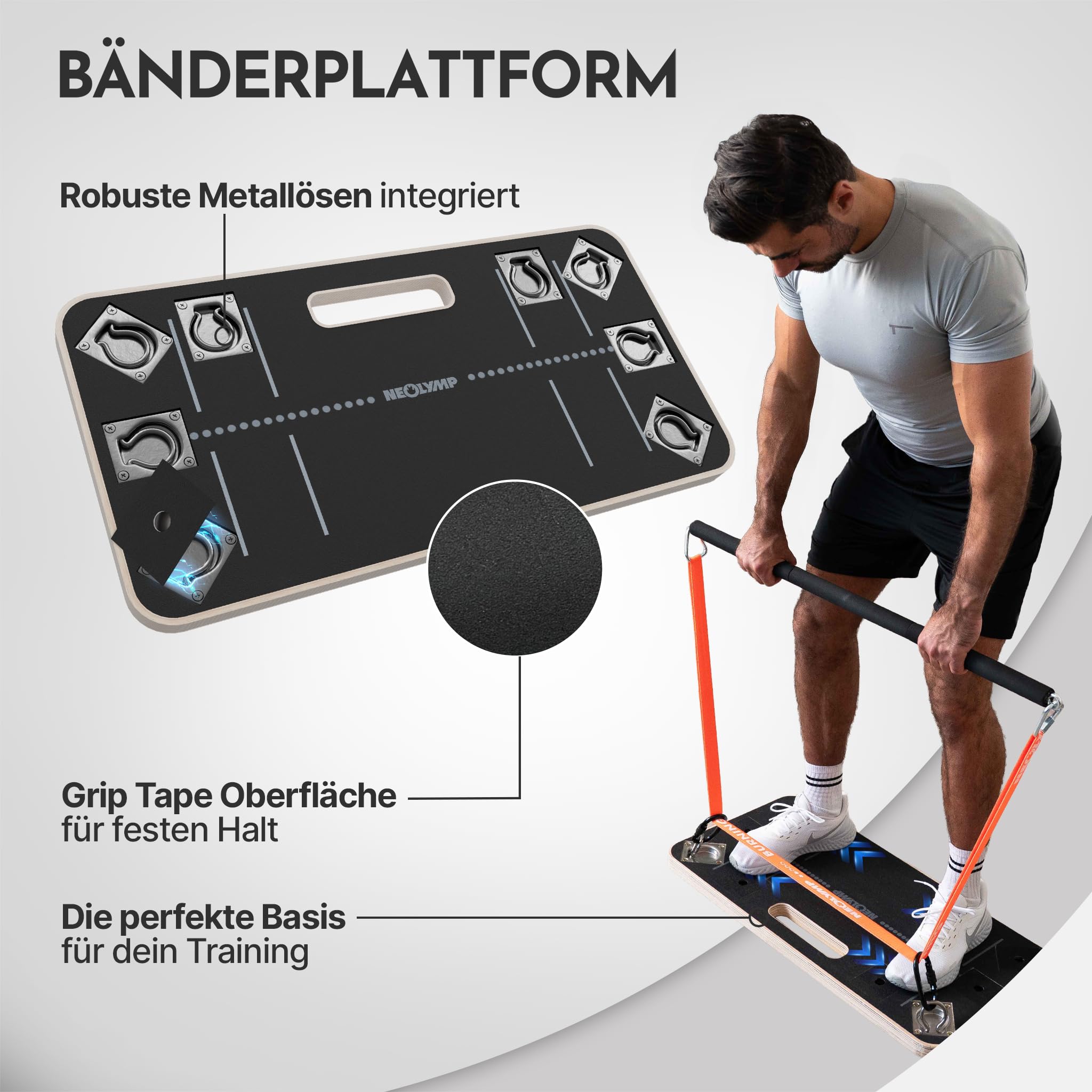 NEOLYMP Lange Fitnessbänder Stoff mit Fitness Zubehör - waschbare Resistance Bands, Widerstandsbänder, Gymnastikband, Fitnessband, Trainingsbänder, Klimmzugbänder, Krafttrainingssets