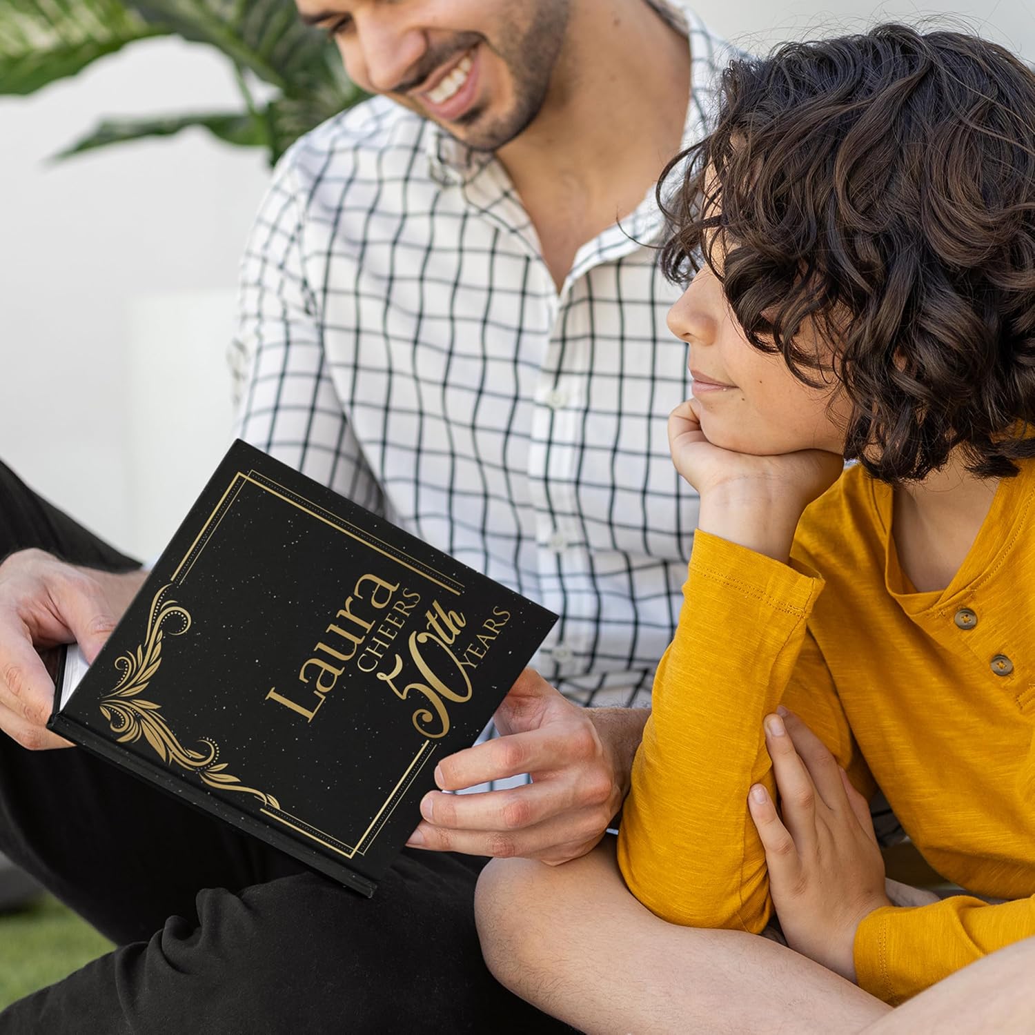 50th Birthday Guest Book Personalized – Custom Hardcover Sign Book for Men and Women, Keepsake Memory Album for Party Celebration (80 guests)