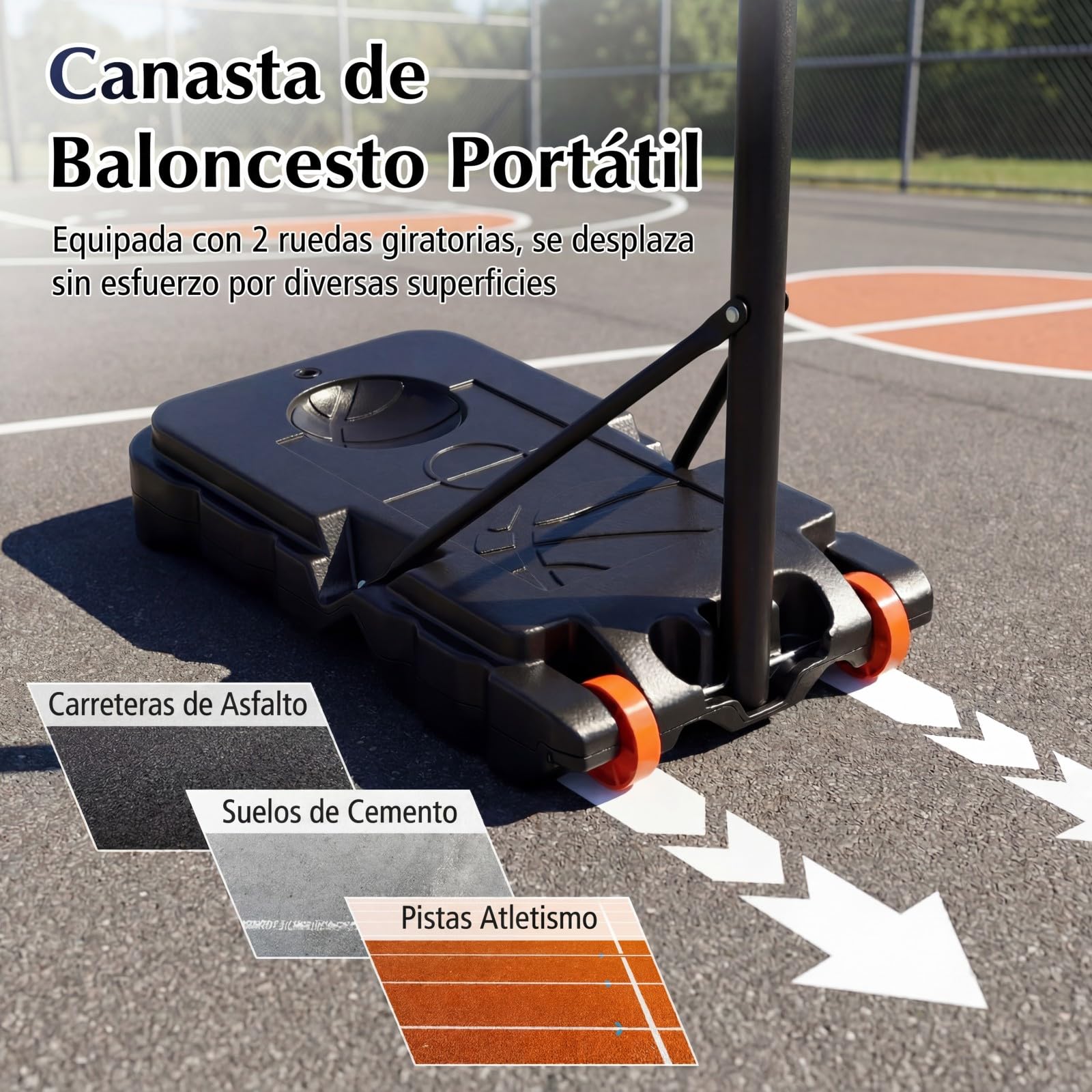GYMAX Aro de Baloncesto para Niños, Canasta Ajustable, Altura Regulable, Base Rellenable con 2 Ruedas, Soporte para Interior y Exterior para Niños y Jóvenes