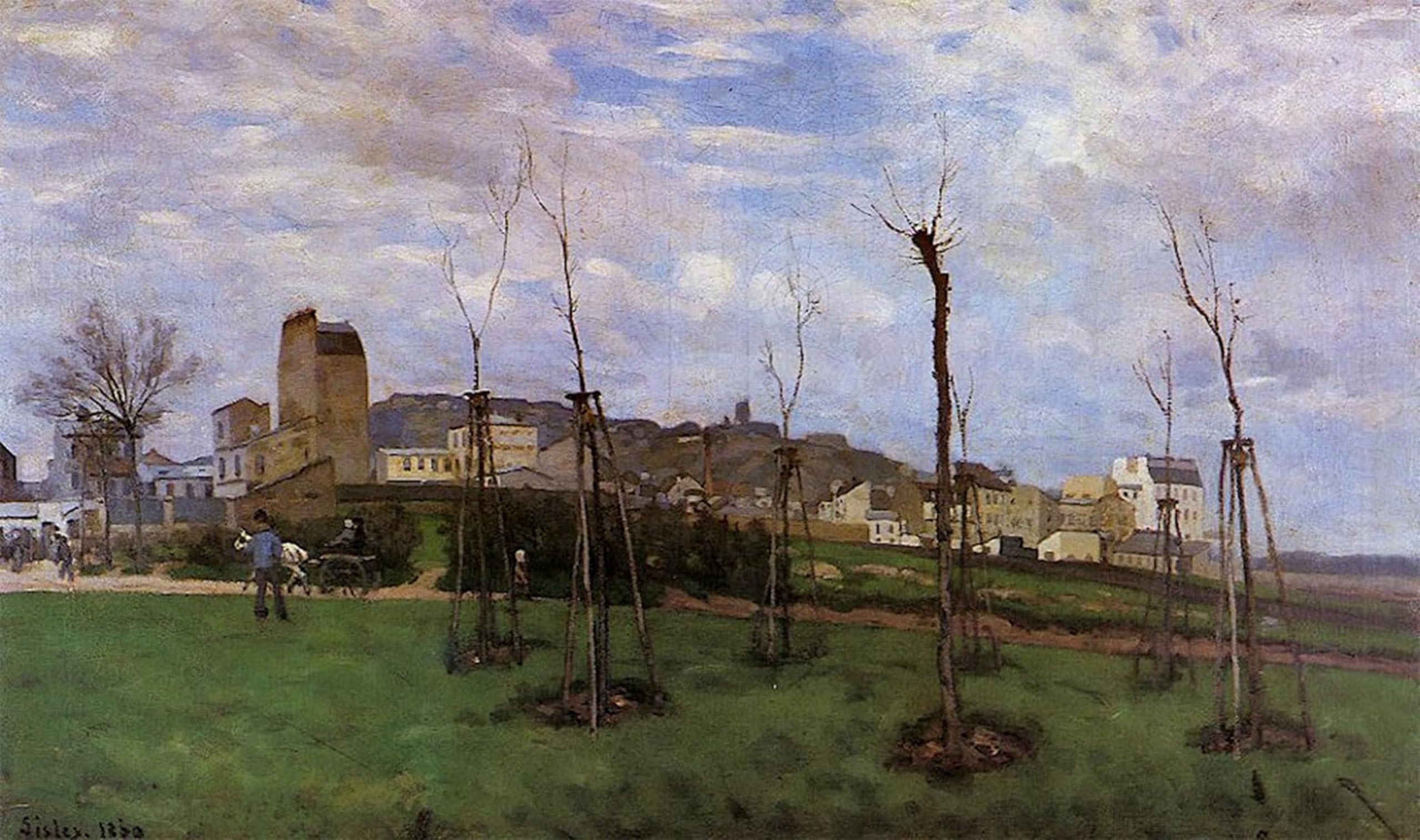 ARTXLXXBN Famous Painting Canvas Artwork Graffiti Print View of Montmartre From the Cite Des Fleurs by Alfred Portrait Canvas Image for Home Decor 60x90cm