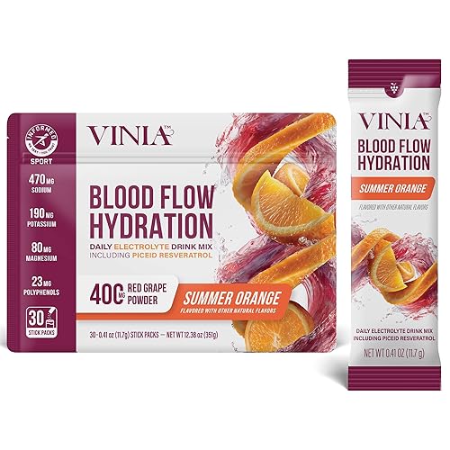 VINIA Resveratrol Electrolyte Hydration Powder Mix | Boost Blood Flow