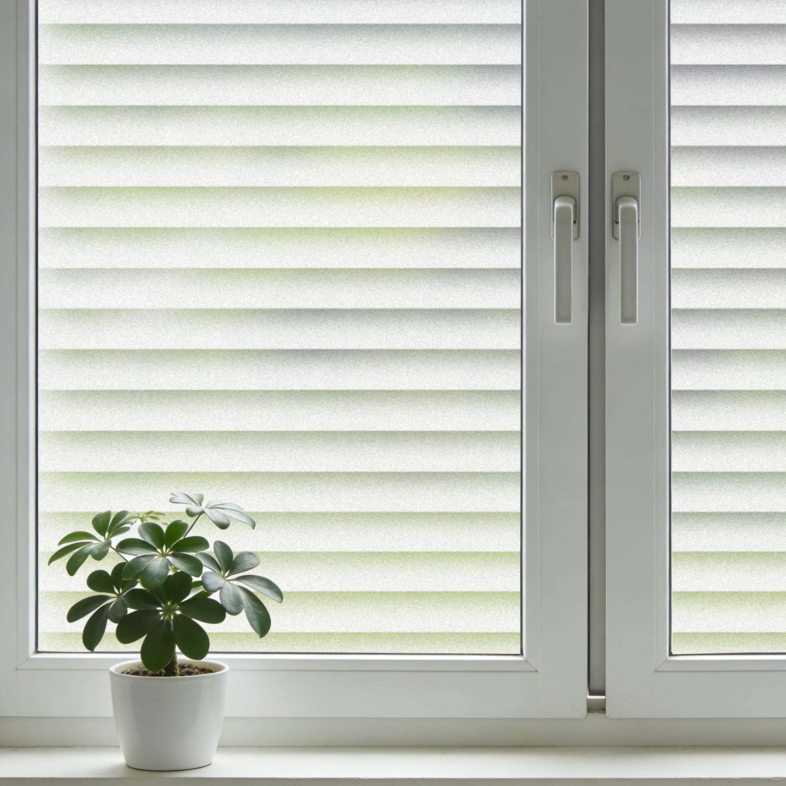 shinfly Fensterfolie Streifen-Fensterfolie Blickdicht,Milchglasfolie selbstklebend, statisch haftend, Anti‑UV