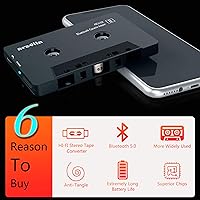 Vista 2 de Arsvita Receptor de casete inalámbrico Bluetooth de audio para coche, reproductor de cinta Bluetooth 5.0 adaptador auxiliar de casete, negro