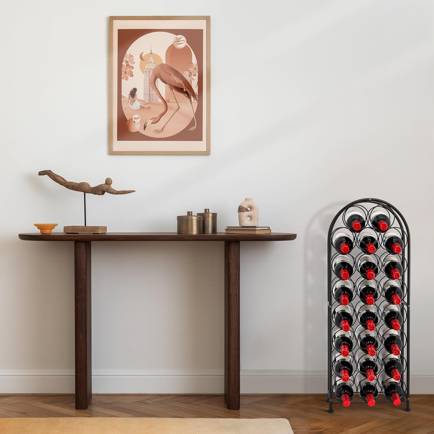 Sorbus Freestanding Wine Rack - Elegant and Unique Bordeaux Chateau Style Floor Wine Stand for 23 Wine Bottle Storage, Champagne, Metal Wine Bottle Holder Stands for Kitchen, Home Bar, Mini Wine Bar
