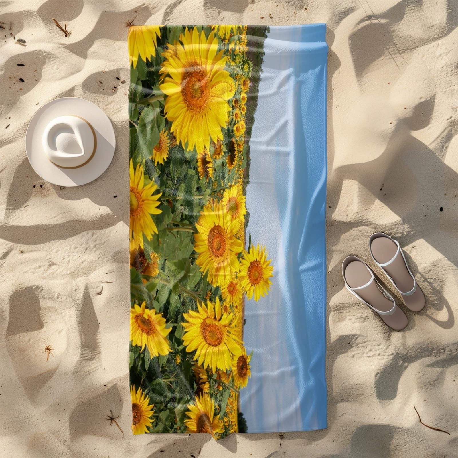 Siebe Toallas De Playa Amarillo Azul Microfibra,Secado Rápido, Suave,Ligera, Sin Arena Toalla De Playa para Viajes,Playa