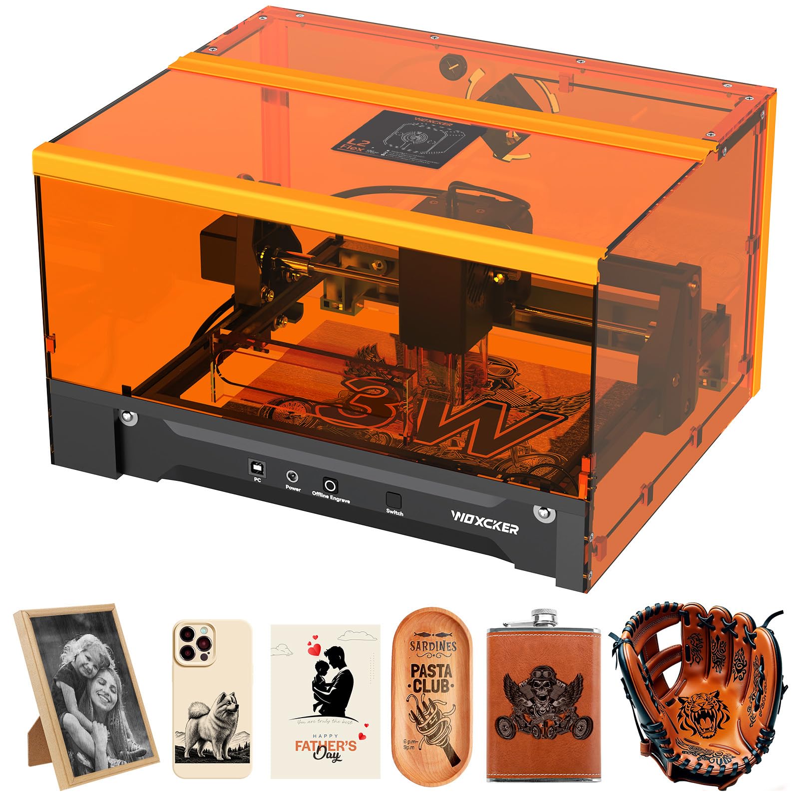Laser Graviermaschine, L2 Flex 10W Beiliegender Lasergravur Maschine, CNC Graviermaschine Hochpräzise Laser Cutter 150x200 mm Arbeitsbereich für Holz, Metall, Acryl, Glas, Leder