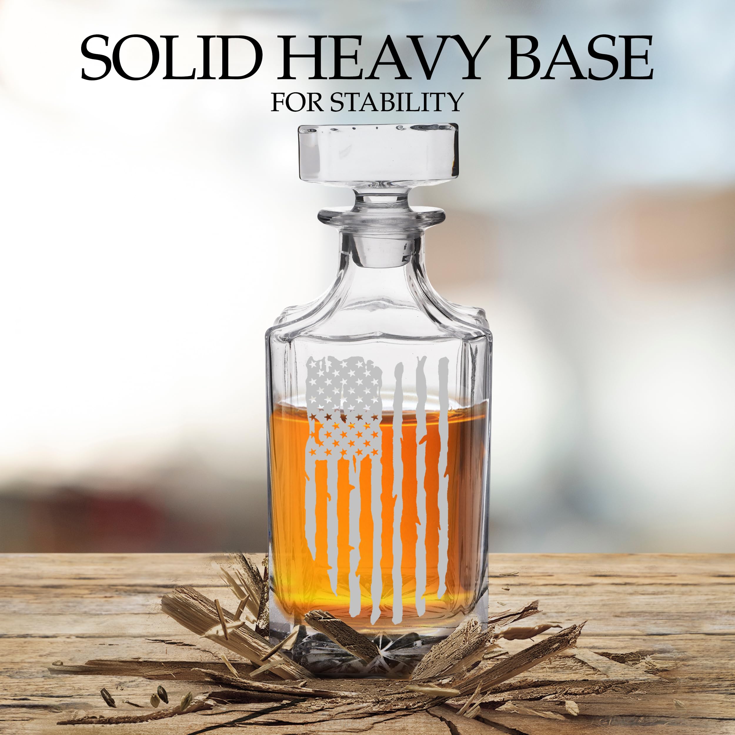 Tattered American Flag Whiskey Decanter - 750ml Glass With Stopper, Patriotic Gift For Men, Dad, Veterans - View #2
