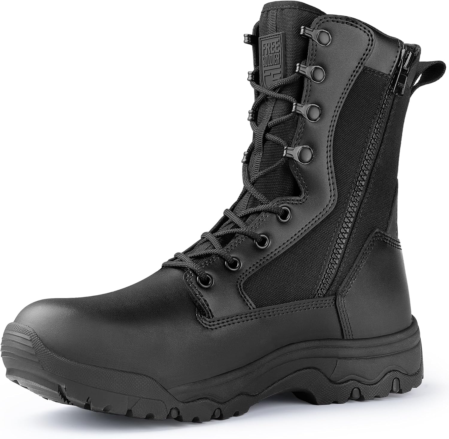 FREE SOLDIER Men's Work Tactical Boots 8 Inches Side Zipper Lightweight Combat Boots Durable Suede Leather Military Boot Desert Boot