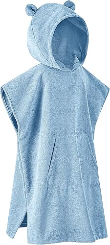 MissShorthair Toalla Poncho para niños, toalla de playa con capucha para niña y niño, poncho de surf, bata de baño, toalla de baño de microfibra