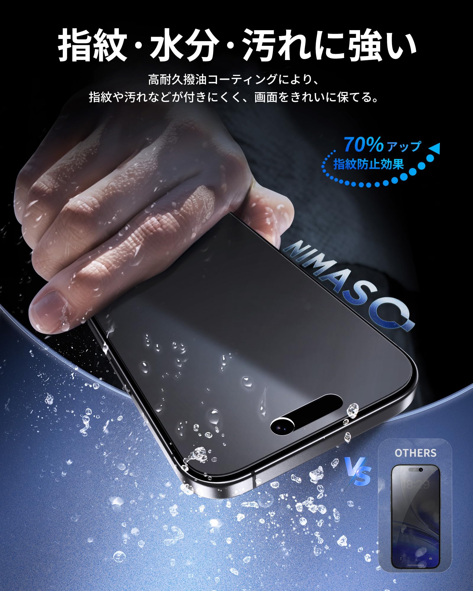 Amazon | NIMASO 2in1 アンチグレア+ 覗き見防止 iPhone 15Pro用