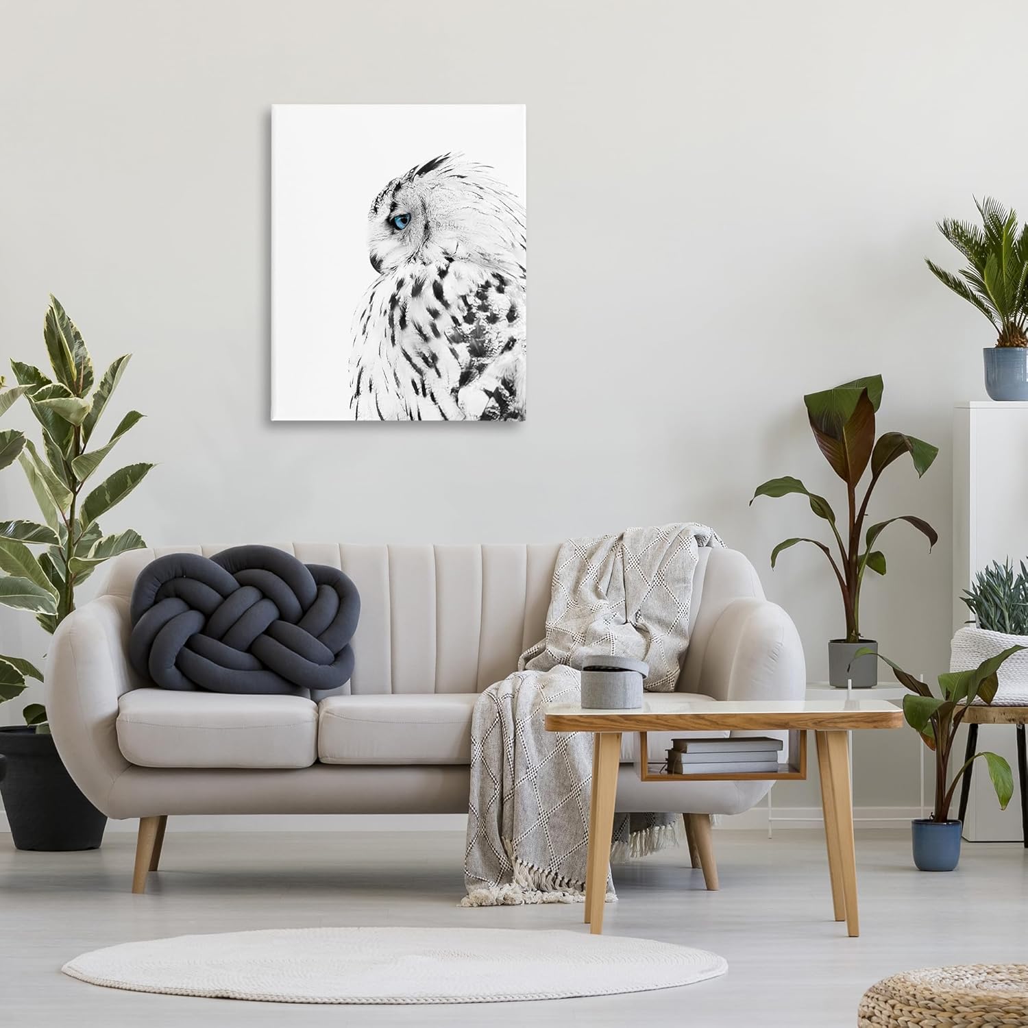 Stupell Industries Snow Owl White Feathers Peering Blue Eyes, Designed by Design Fabrikken Wall Art, 24 x 30, Gallery Wrapped Canvas