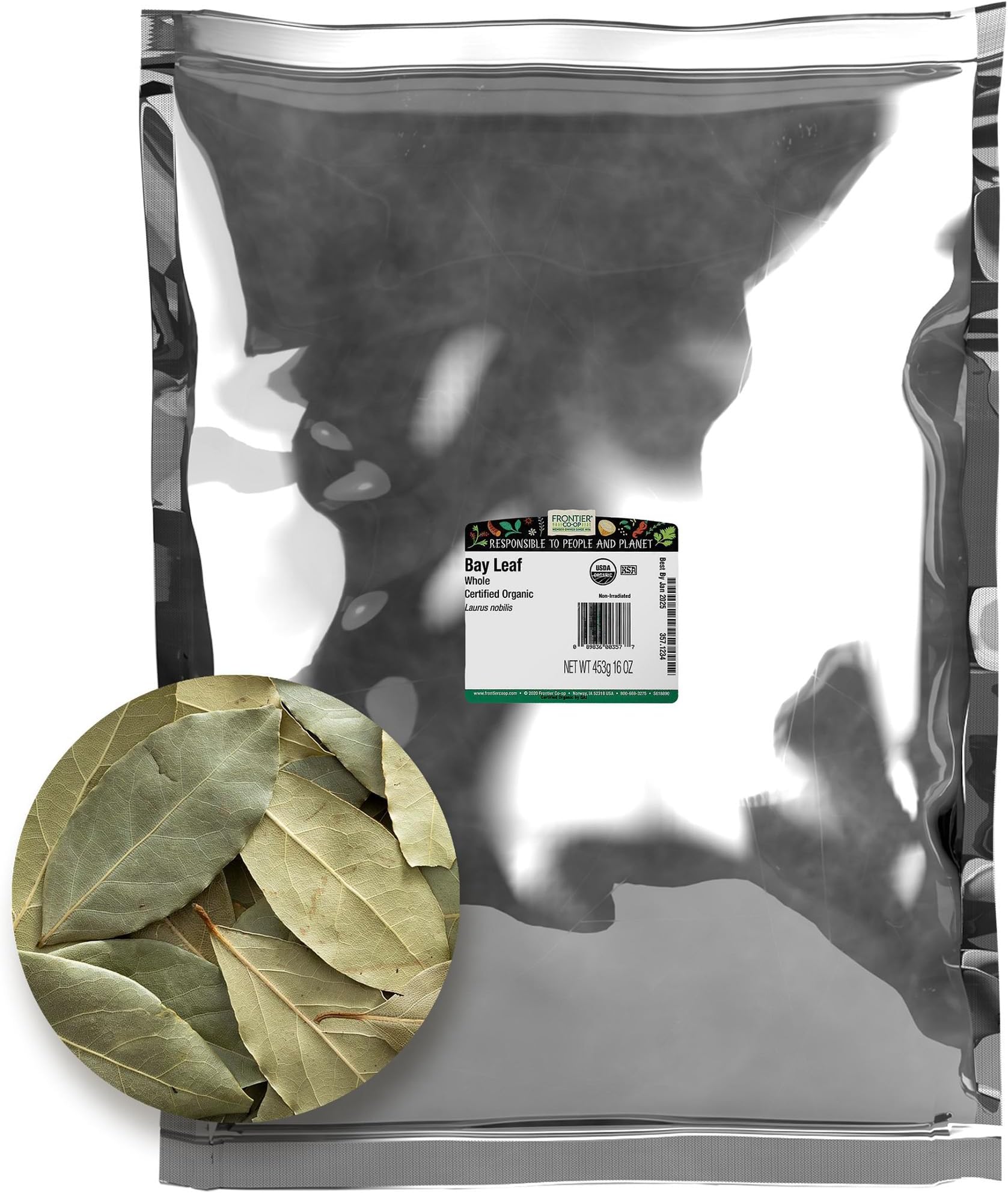 Frontier Co-op Bay Leaf Whole, Hand Select, Certified Organic, 1 pound, 16 ounces