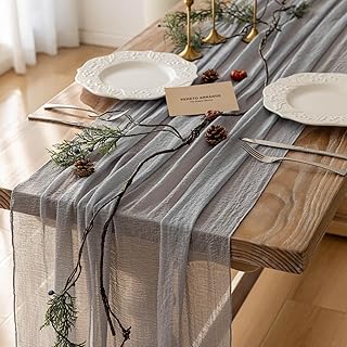 Cheesecloth Table Runner Dusty Blue Gauze Rustic Cheese Cloth Table Runner 120 Inch 10 FT for Wedding Baby Bridal Shower Birthday Engagement Party Long Sheer Boho Home Decorations