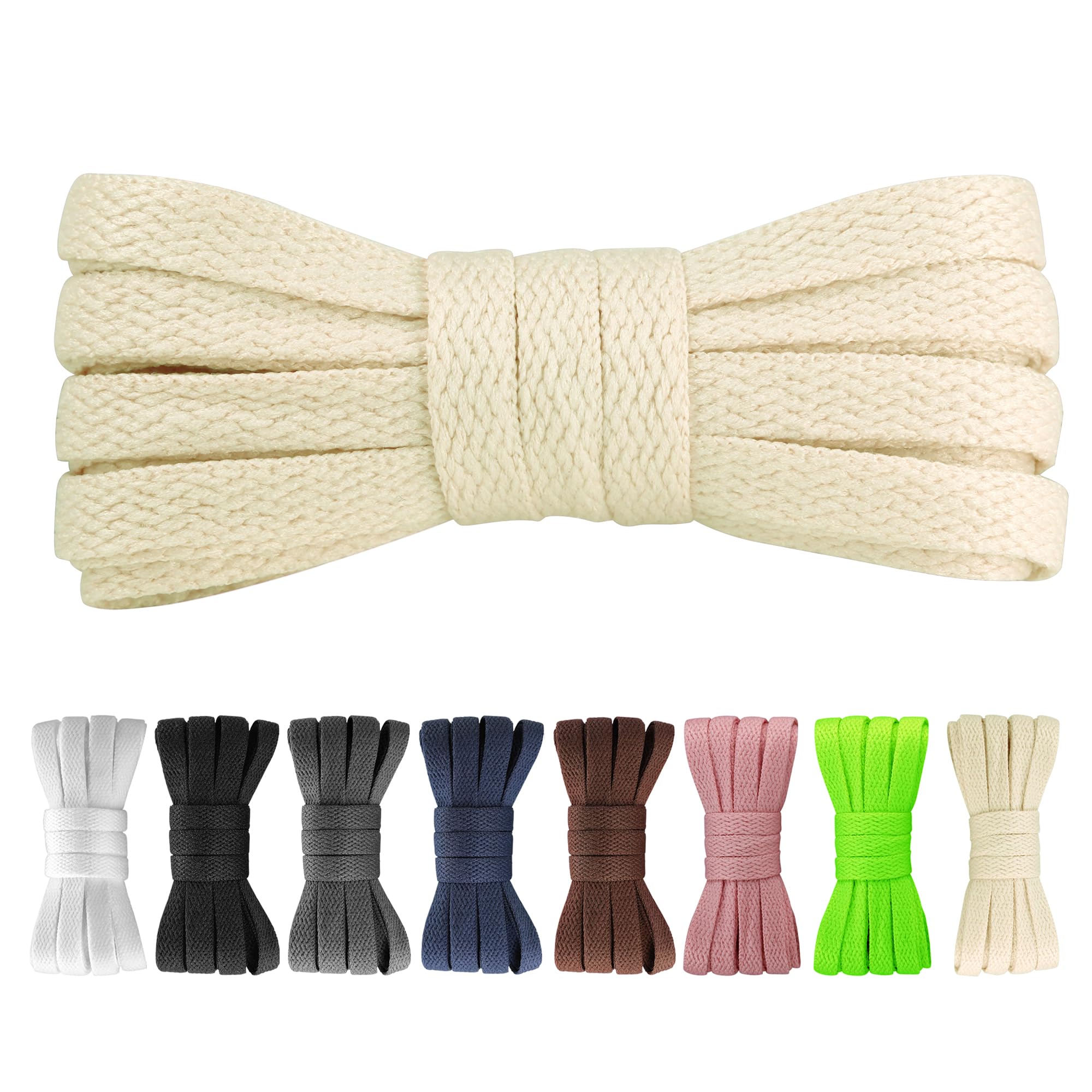 Yusimu Flache Schnürsenkel - 8 mm Breite Hochwertige Ersatz Schuhbänder für Damen, Herren und Kinder, Geeignet für Sneakers, Sportschuhe und Freizeitschuhe