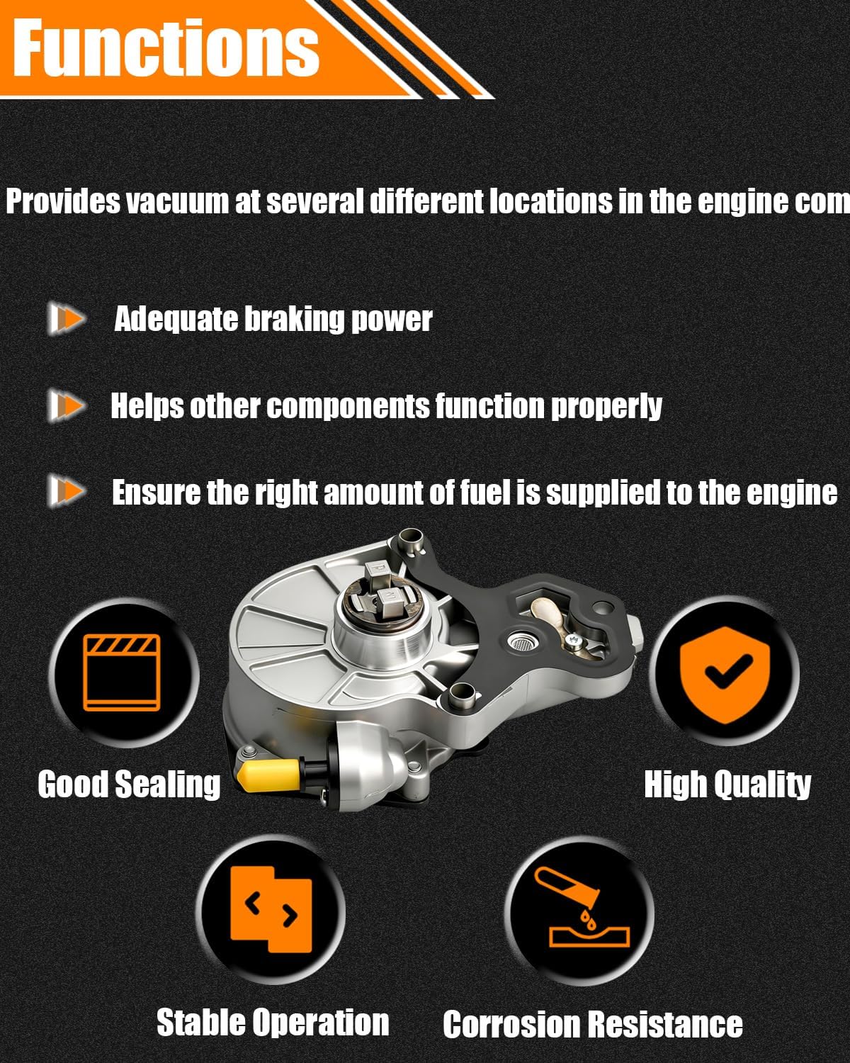 Brake Vacuum Pump for Chevy Impala 2014-2019, Malibu 2013-2015, Blazer Camaro Colorado Traverse 2019-2020,GMC Canyon Acadia, Cadillac CT6 ATS, Buick Regal Lacrosse Envision, Vacuum Pump OE# 12686657