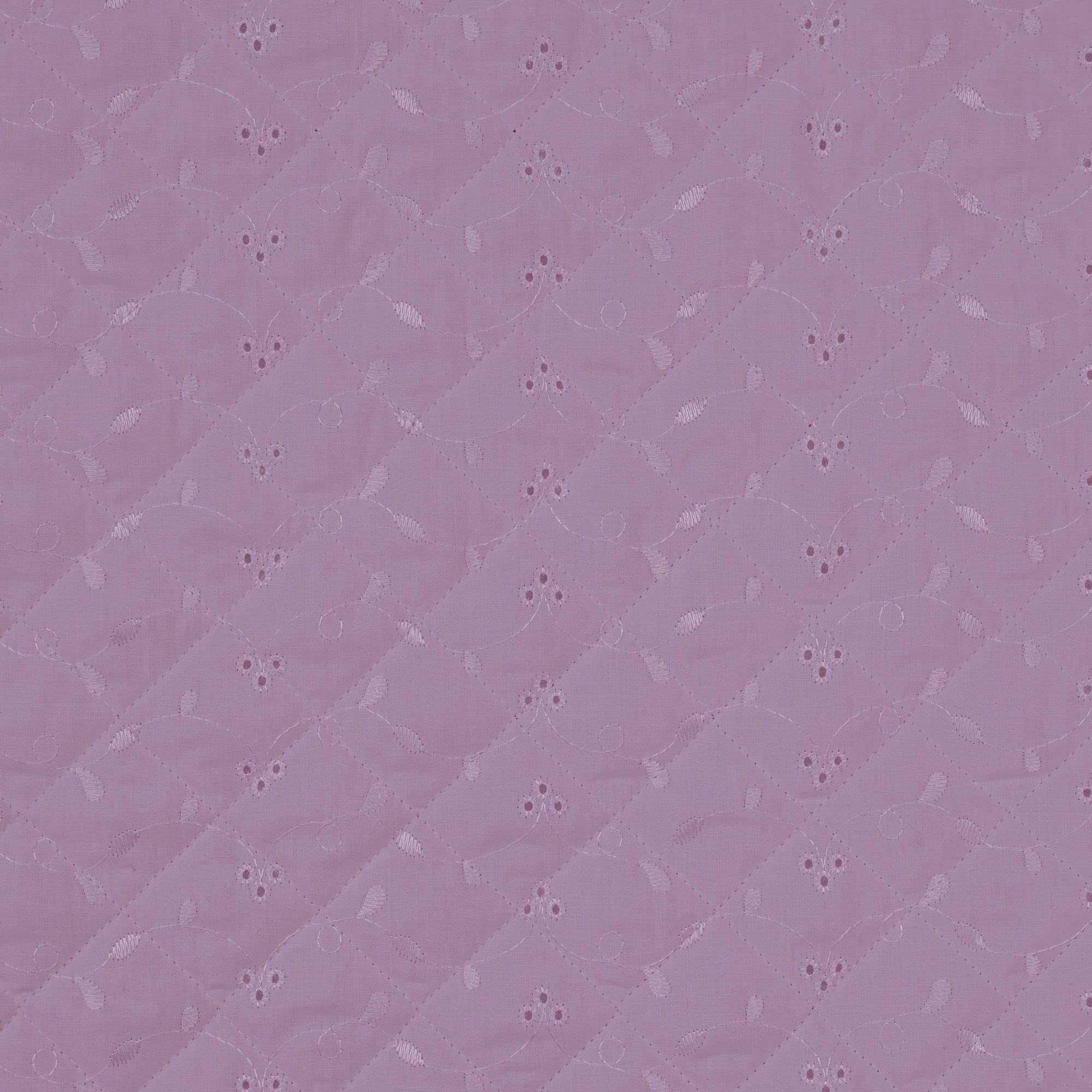 Quilted Wadding 3 Hole Broderie Anglaise Polycotton Embroidery Fabric | 45" - 112 cm Wide (Per Metre, Baby Pink)