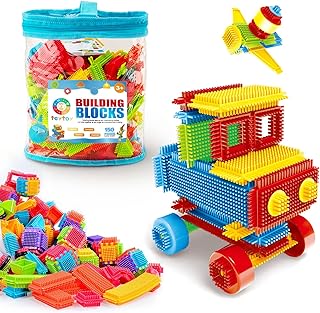 teytoy My First Baby Building Toys, 150pcs Bristle Shape 3D Building Blocks Toy Set, STEM Educational Preschool Toys, Building Blocks for Kids Ages 4-8 Years Old