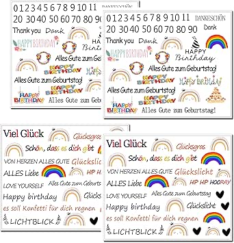 Adhesivo para velas hasta 140, varios motivos, para decorar con frases de luz de la suerte y luz de los deseos (cumpleaños 1)