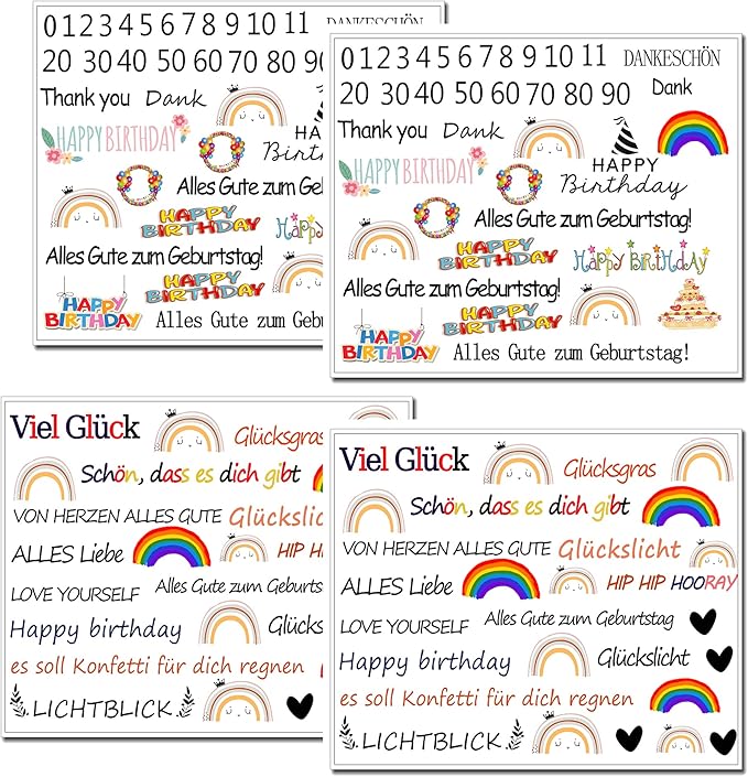 Adhesivo para velas hasta 140, varios motivos, para decorar con frases de luz de la suerte y luz de los deseos (cumpleaños 1)