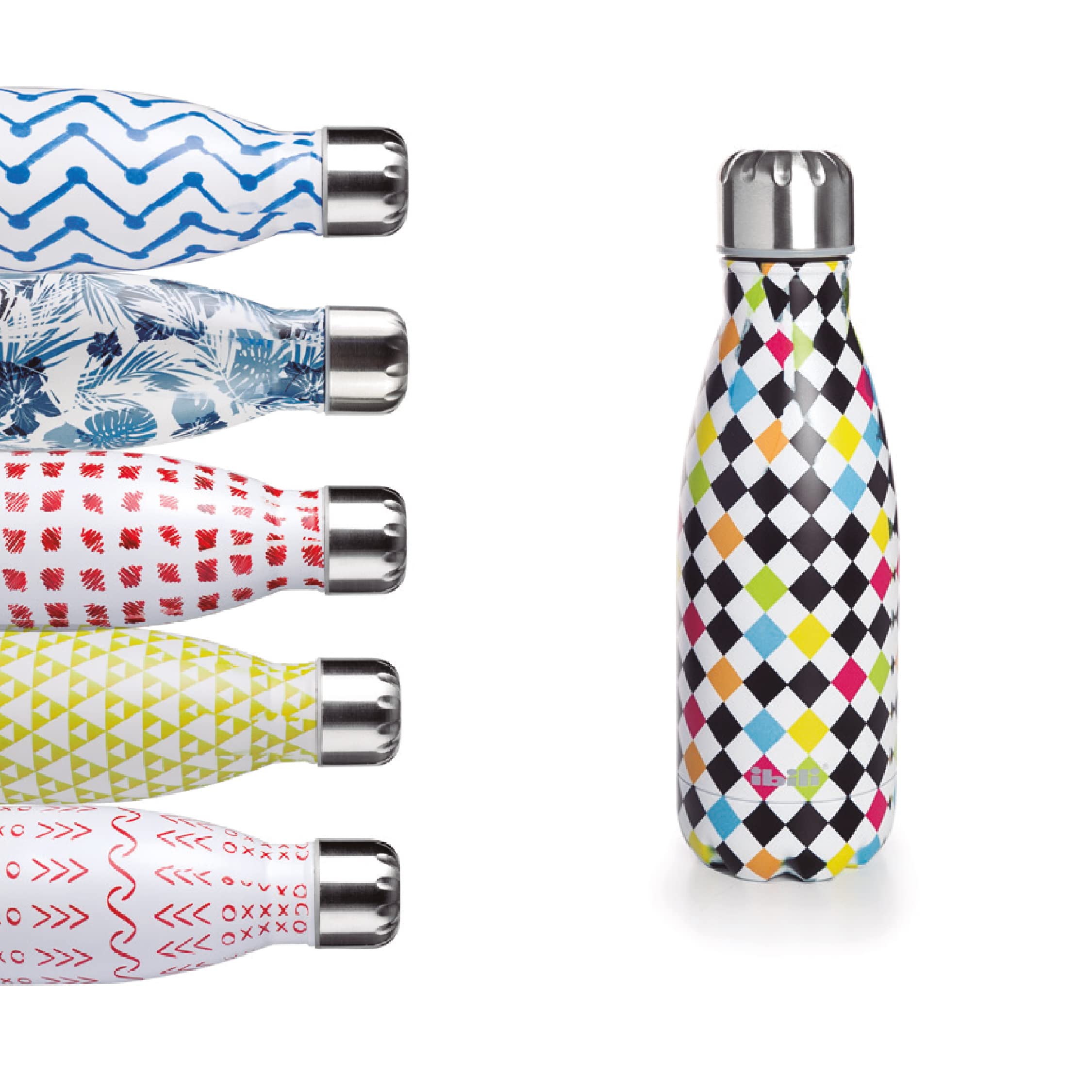 IBILI Harlequin Thermos Bottle, 350 ml, Double Wall, 18/10 Stainless Steel, Reusable