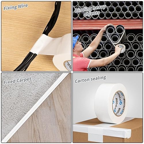 Miniatura 6 de Paquete de 16 cintas blancas resistentes a granel, 2 pulgadas x 480 yardas, impermeable, fuerte sin residuos, cinta adhesiva para todo tipo de