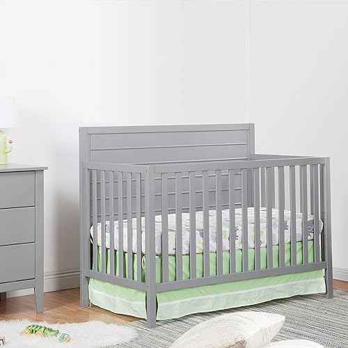 Miniatura 3 de Morgan Cuna convertible 4 en 1 con colchón completo para niños pequeños con funda impermeable e hipoalergénica  Cuna gris Grey, White