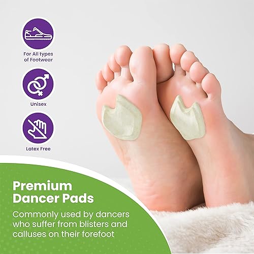 Miniatura 6 de Almohadillas de bailarines prémium para el dolor de bola de pies, almohadillas de sesamoiditis, fieltro adhesivo de 14 pulgadas de grosor, 12
