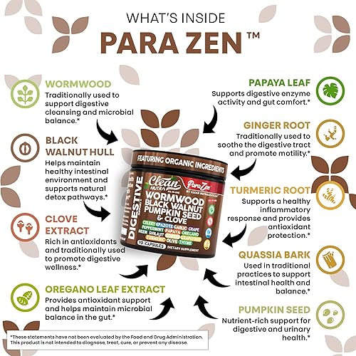 Miniatura 2 de Clean Nutra Ajenjo Negro Nuez Clavo Semilla de Calabaza Orégano Neem Papaya Ajo Clavo de Apio Uva Menta Coptis Tomillo Oliva Cúrcuma Shilajit