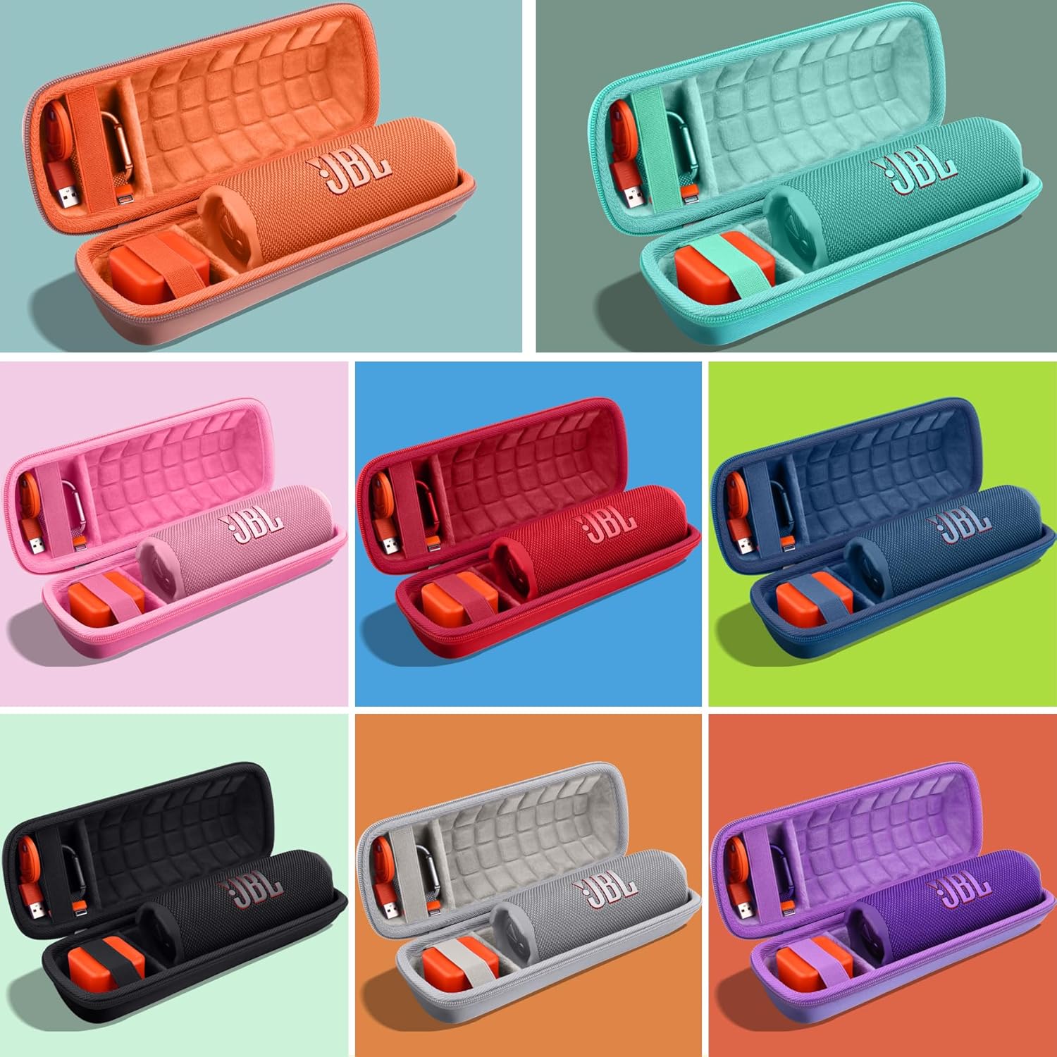 Hard Portable Case Compatible With JBL Flip 7 Portable Wireless Bluetooth Waterproof Speaker(Blue Case) - Image 9