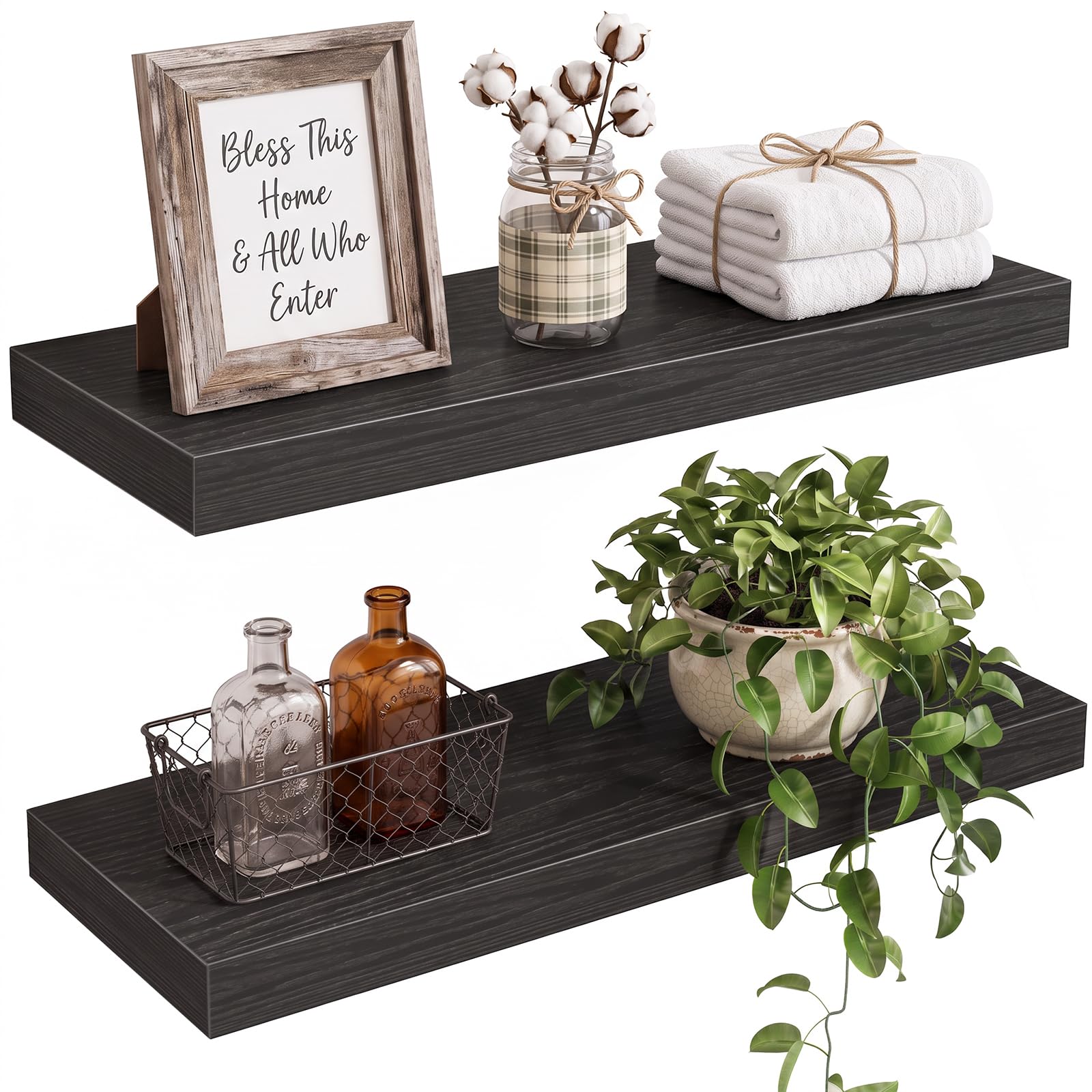 Fixwal Floating Shelves - White, Set of 2 -20 Fixwal Floating Shelves - White, Set of 2 -20