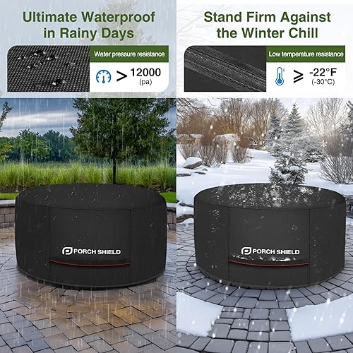 Miniatura 6 de Porch Shield Cubierta redonda para fogata de patio, resistente a la decoloración, impermeable, cubierta para fogata de exterior, 28 pulgadas, para