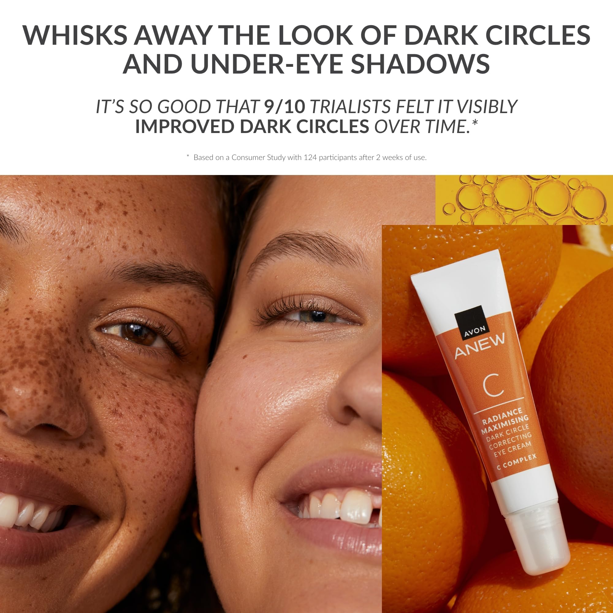 Avon Anew Radiance Maximising Dark Circle Correcting Eye Cream 15ml,  Reawaken Tired-looking Eyes, Contains Vitamin C, Co-created by  Dermatologists and Scientists, Cruelty Free