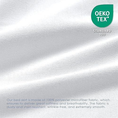 Miniatura 6 de Falda de cama King, con volantes antipolvo para cama de tamaño King, fácil ajuste con caída a medida de 15 pulgadas, falda de cama elástica