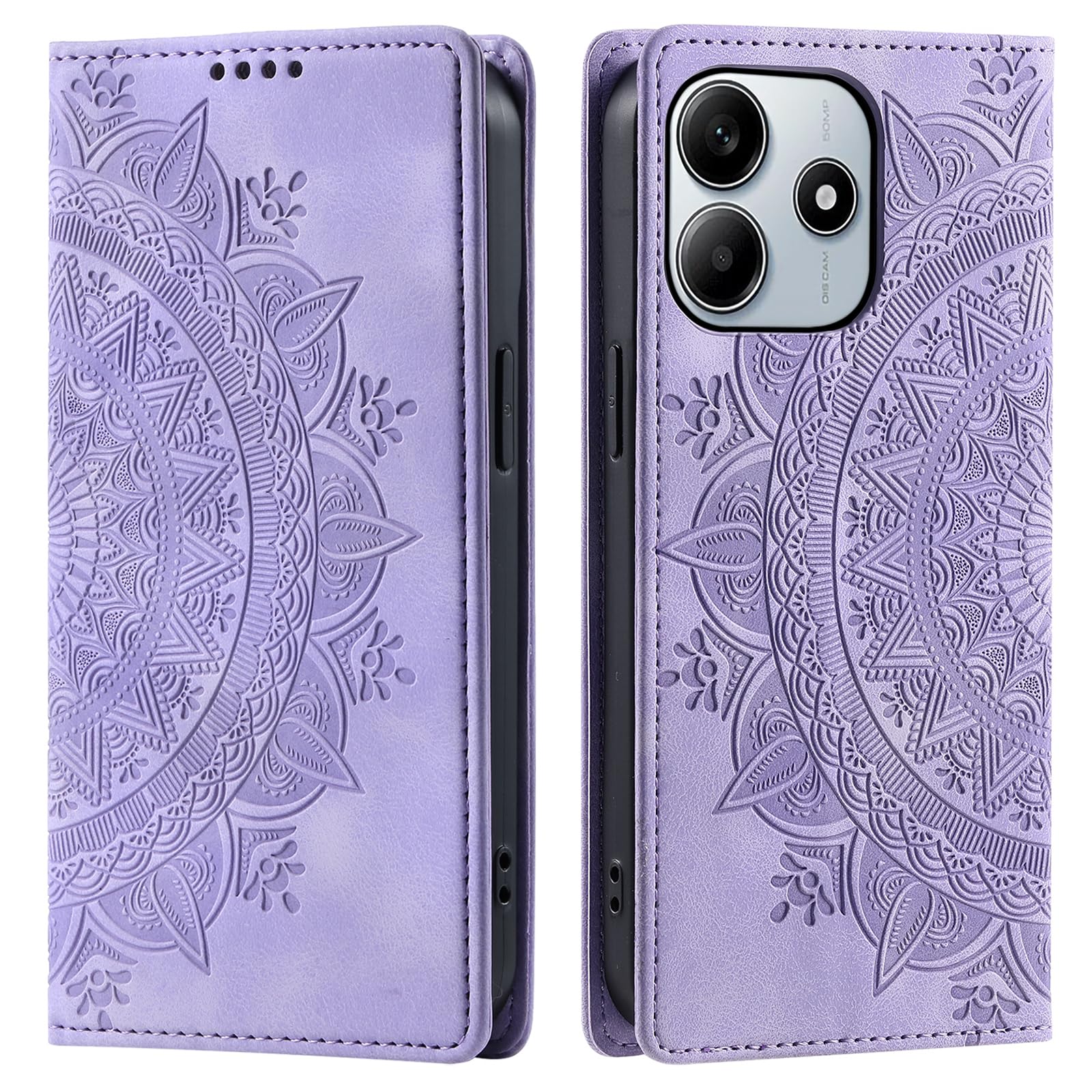 COMAKU Cover Mandala per Xiaomi 13T / 13T Pro, Premium Custodia in PU Pelle con Slot per Schede - Viola