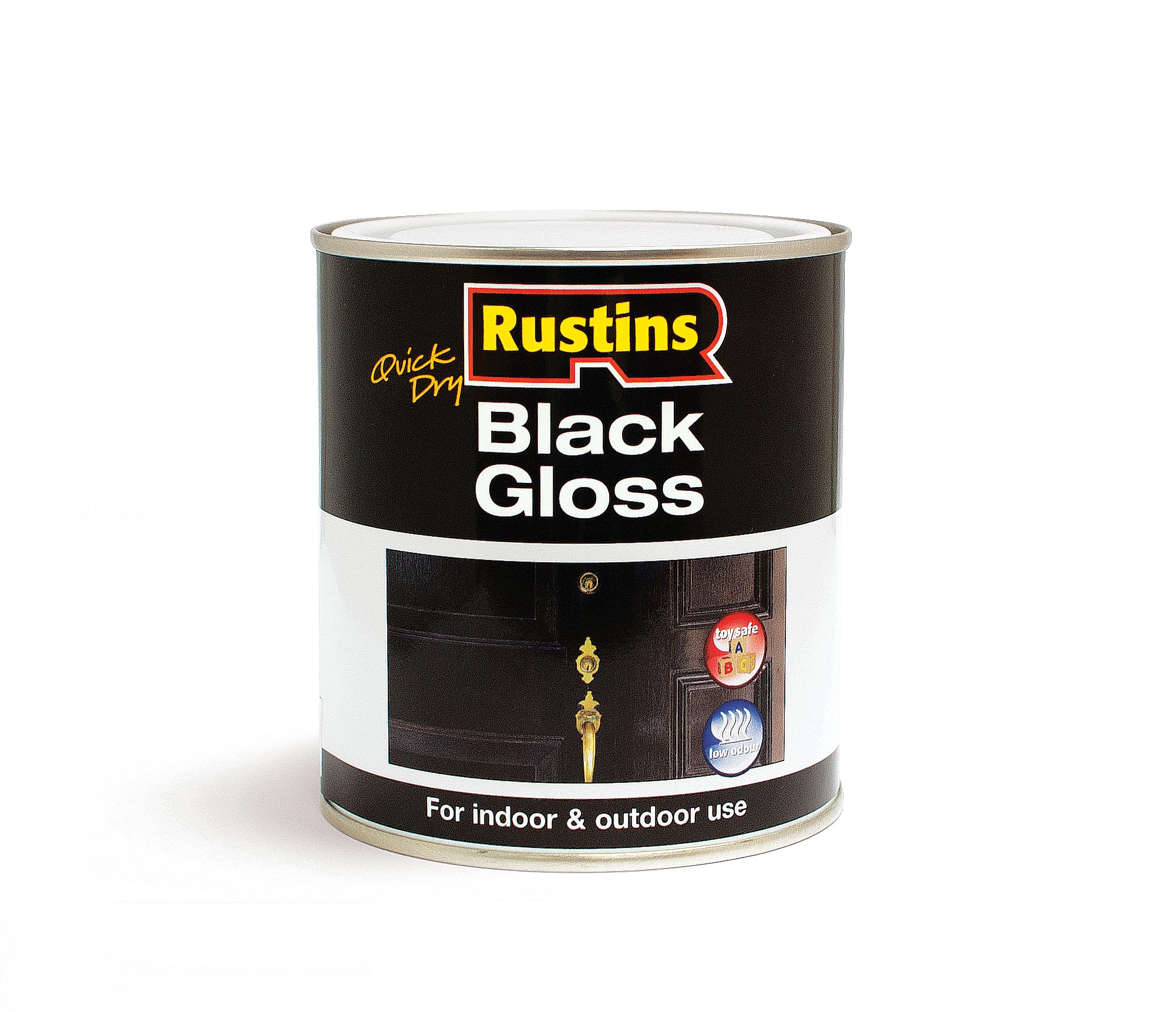 Rustins Wood & Metal Interior Exterior Quick Dry Gloss Paint 1L - Black
