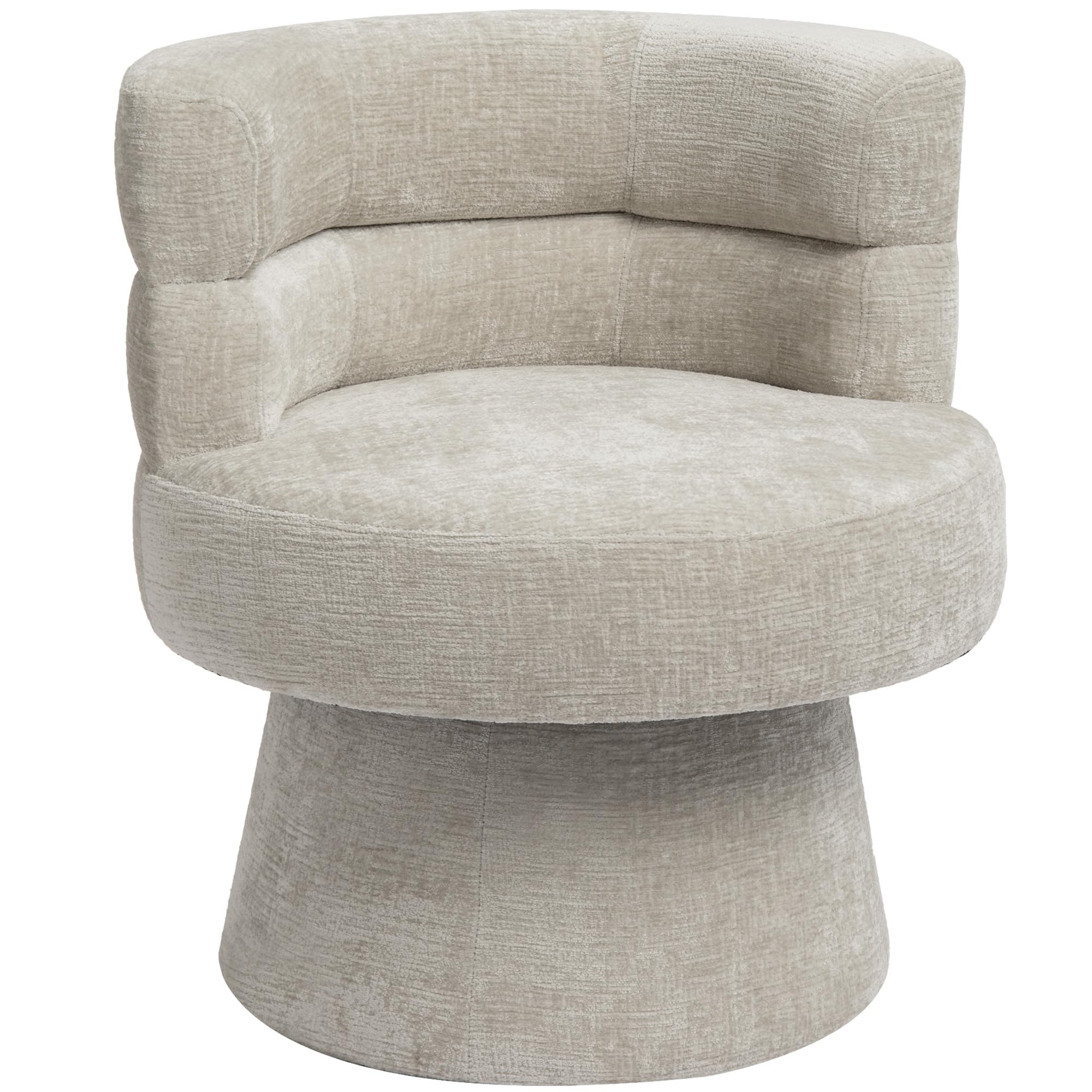 Duhome Loungesessel Wohnzimmer 360° Drehbarer Sessel mit Armlehnen, Relaxsessel aus Chenille Übergroßer Gepolsterter Sitz für Schlafzimmer Büro Lesesaal, Beige