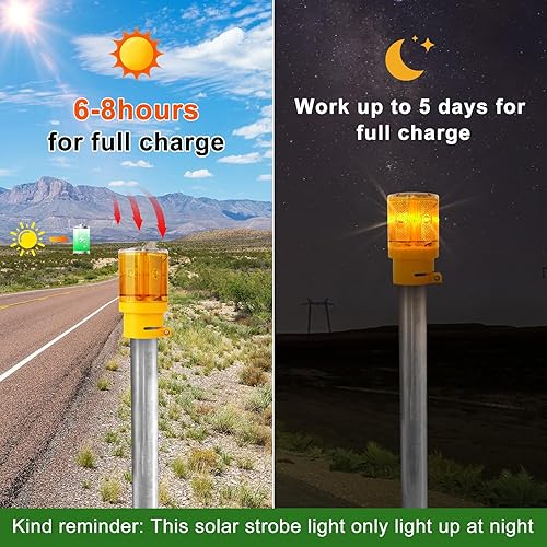Miniatura 3 de Aolyty Luz LED estroboscópica solar de advertencia intermitente, construcción de seguridad, barricada de carretera, tráfico, lámpara de baliza de