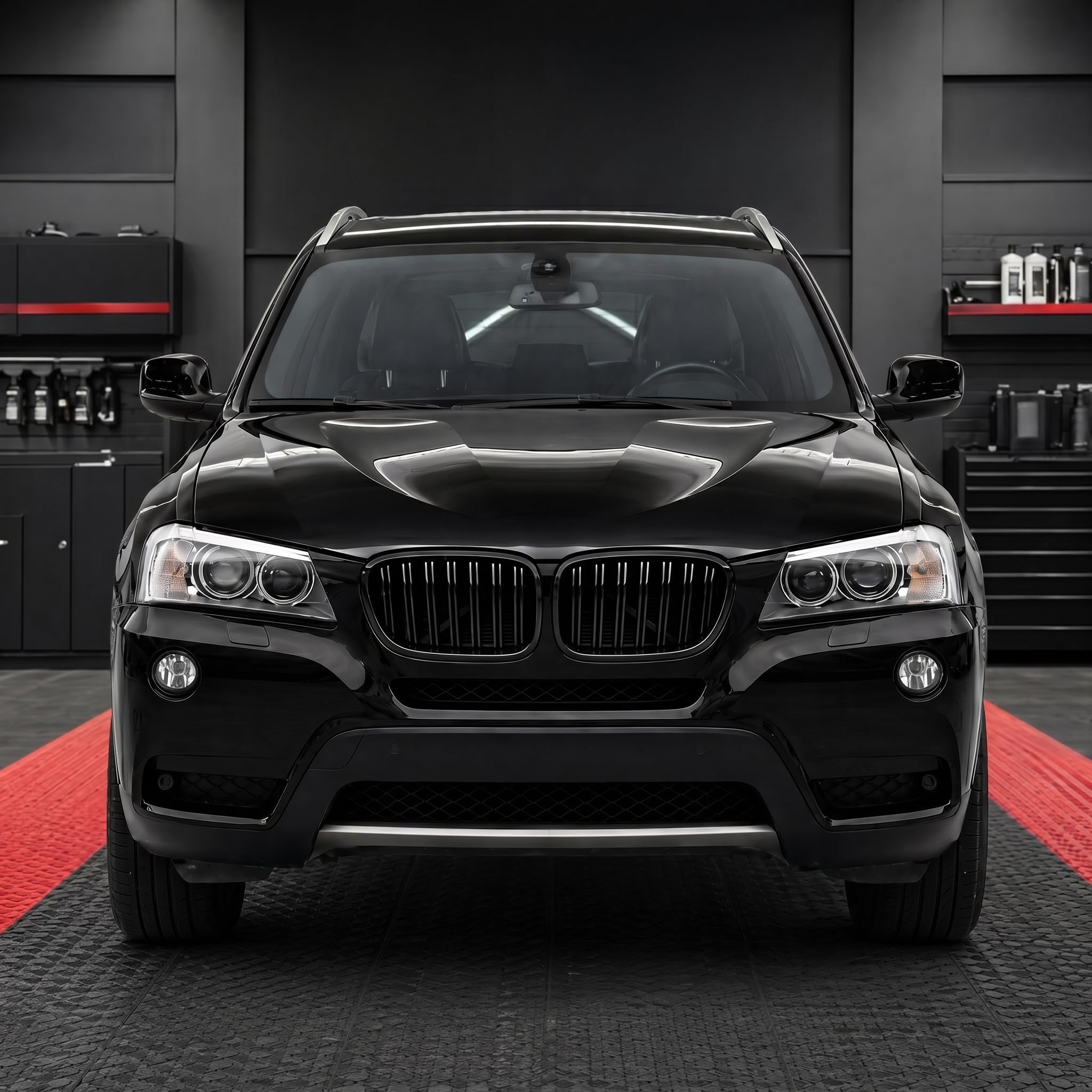 Kühlergrille für BMW X3 F25 Nieren 2010 2011 2012 2013 PRE Glanz Schwarzer Doppelsteg aus ABS Material(For F25 2010-2013 PRE)