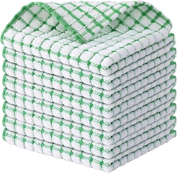 Cotton 8 Pack Terry Kitchen Dish Cloths, Green