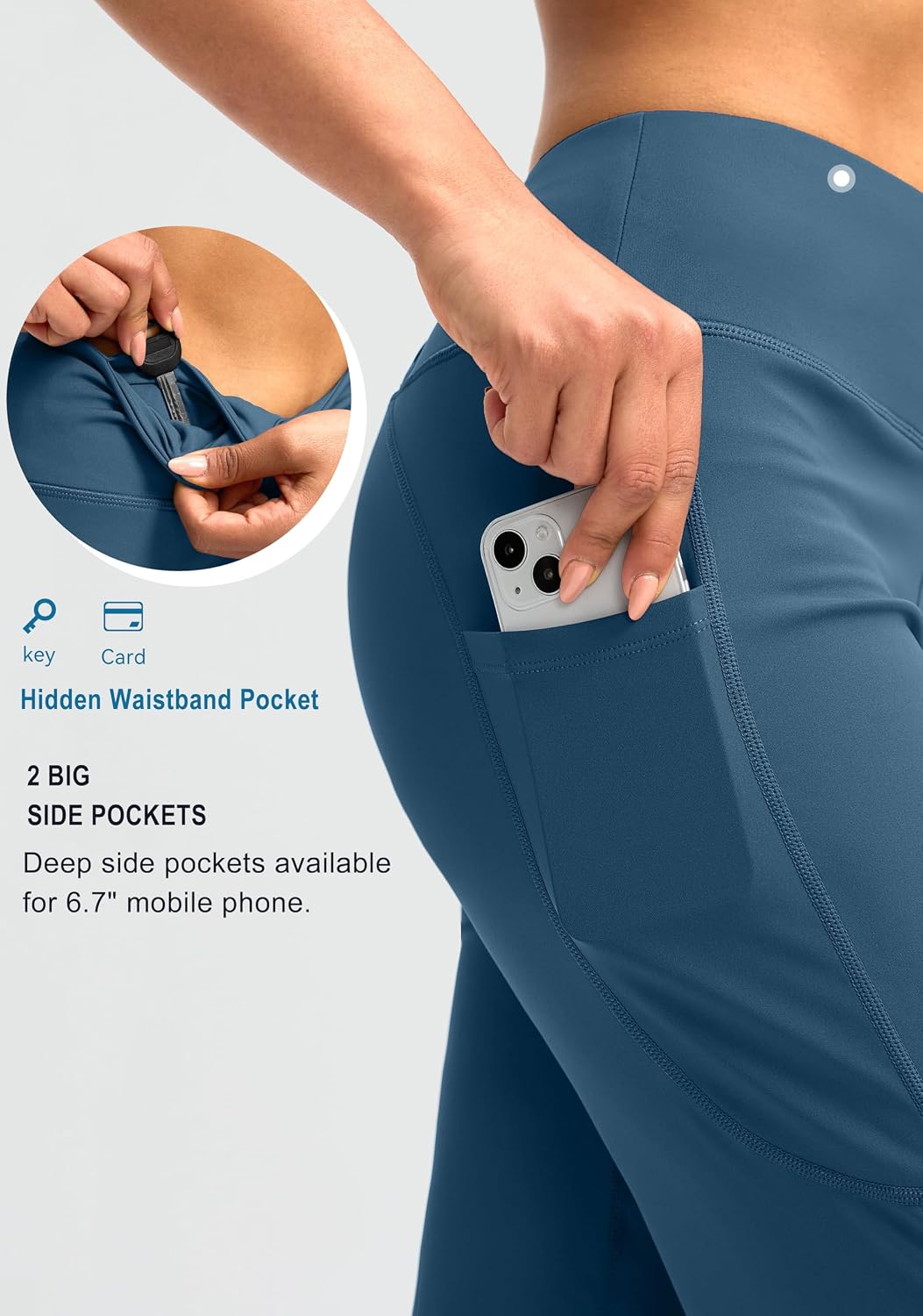  Capri Pants for Women Hih Waist Workout Yoa Pants with Pockets Tummy Control Leins Crop Straiht thumbnail