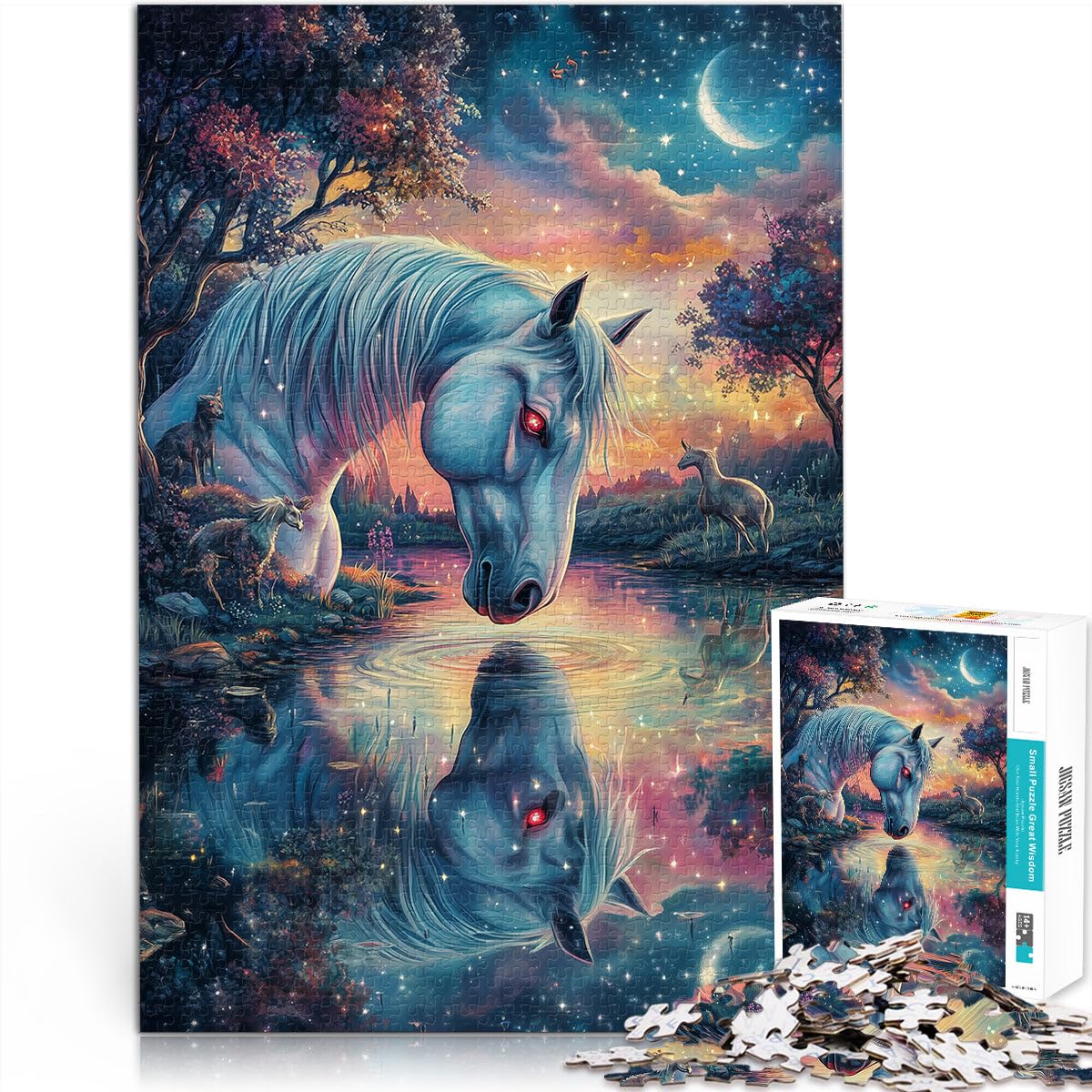 jigsaw 1000 pieces for adults red eyed horse Trainieren Sie Ihr Gehirn und Ihre Hände Verbessern Sie das Gedächtnis38x26cm — image 1