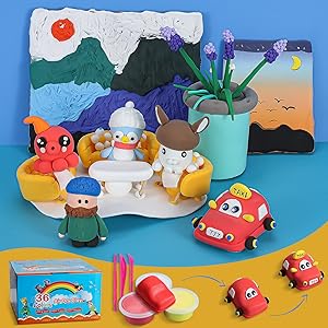 iFergoo Modeling Clay Kit - 36 Colors Magic Air Dry Clay for Kids, Ultra Light, Safe & Non-Toxic, School Art & Craft Project, Great Toy Gift for Boys and Girls