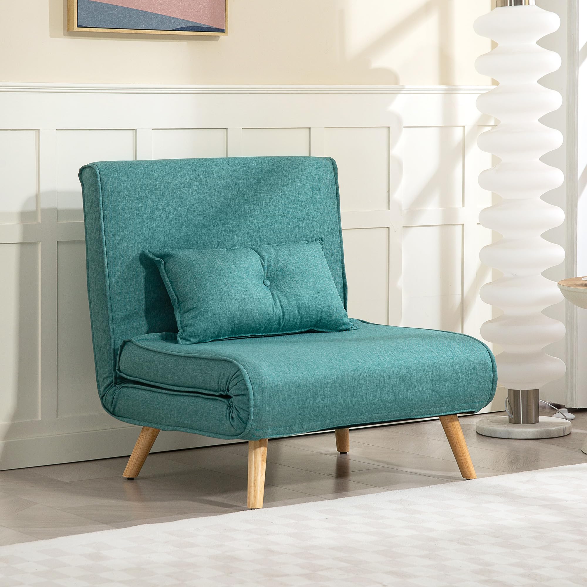 HOMCOM Poltrona convertibile 1 posto 3-in-1 con cuscino verde