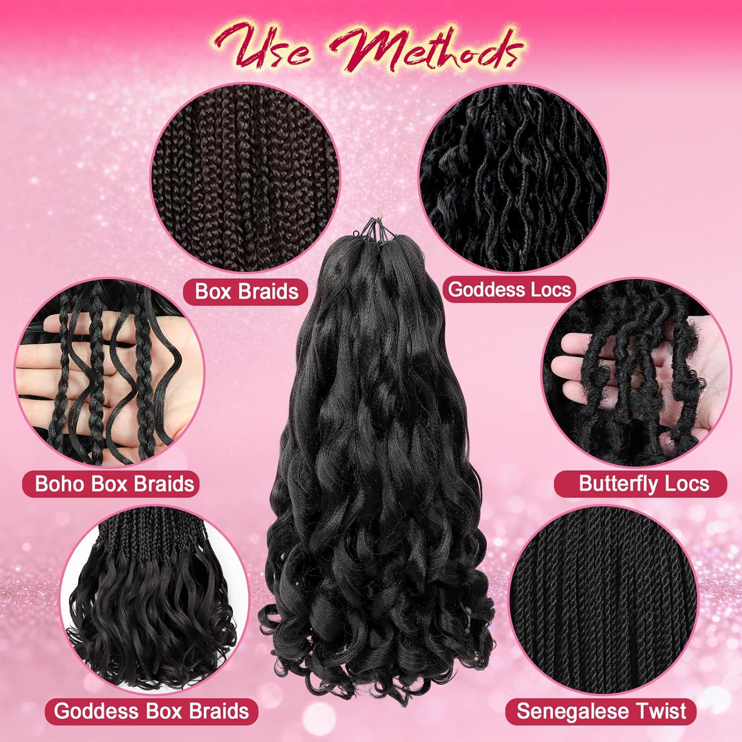 French Curl Braiding Hair 22 Inch Loose Wavy 8 Packs Curly Braiding Hair Extensions Crochet Hair for Women French Curly Crochet Braids (T27,8 Packs）